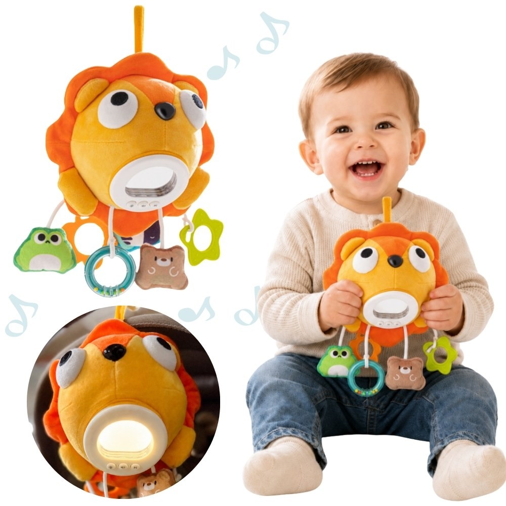Woopie Baby Плюшен лъв Интерактивна музикална пухкава играчка с висулки и гризалки
