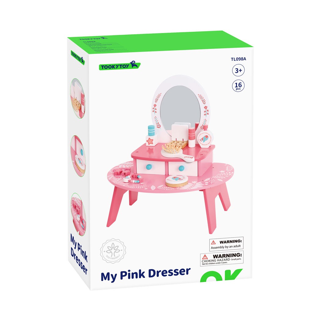 Tábla Feistis Makeup Adhmaid Tooky Toy Toy Pink Le Scáthán