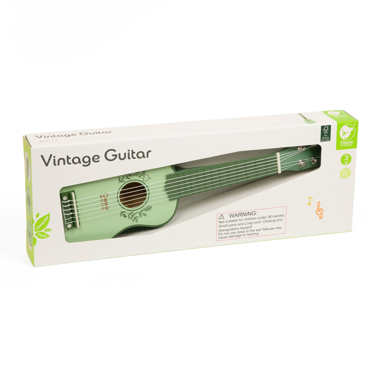 Classic World Wooden Guitar For Children Vintage Hangszer 3+