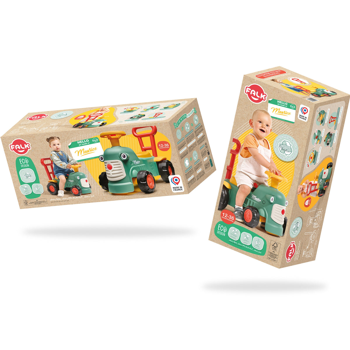 Falk Maurice Ride-on Tractor Green Pusher Caixa de armazenamento por 1-3 anos
