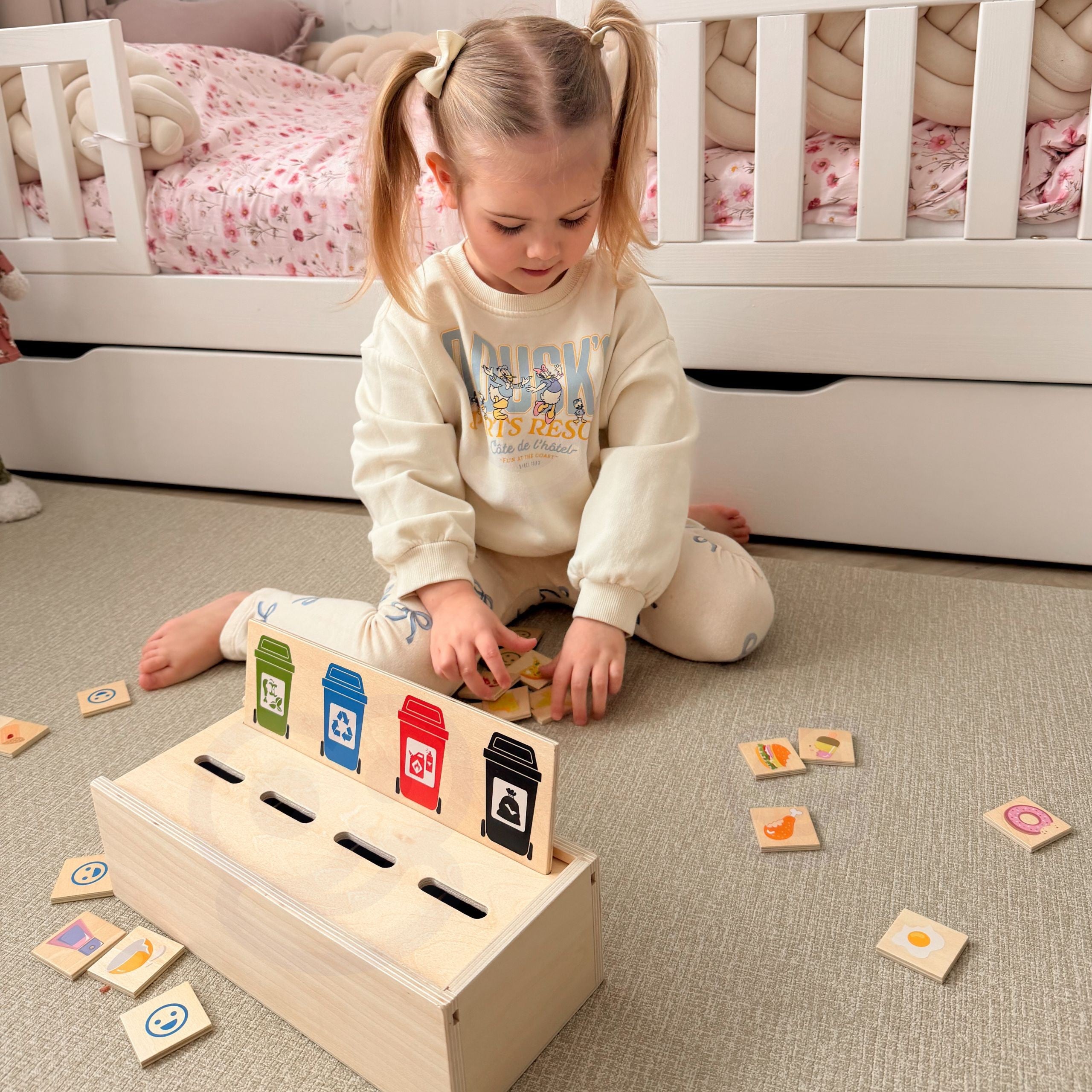 Viga Puzzle Juego educativo de madera para aprender a clasificar residuos