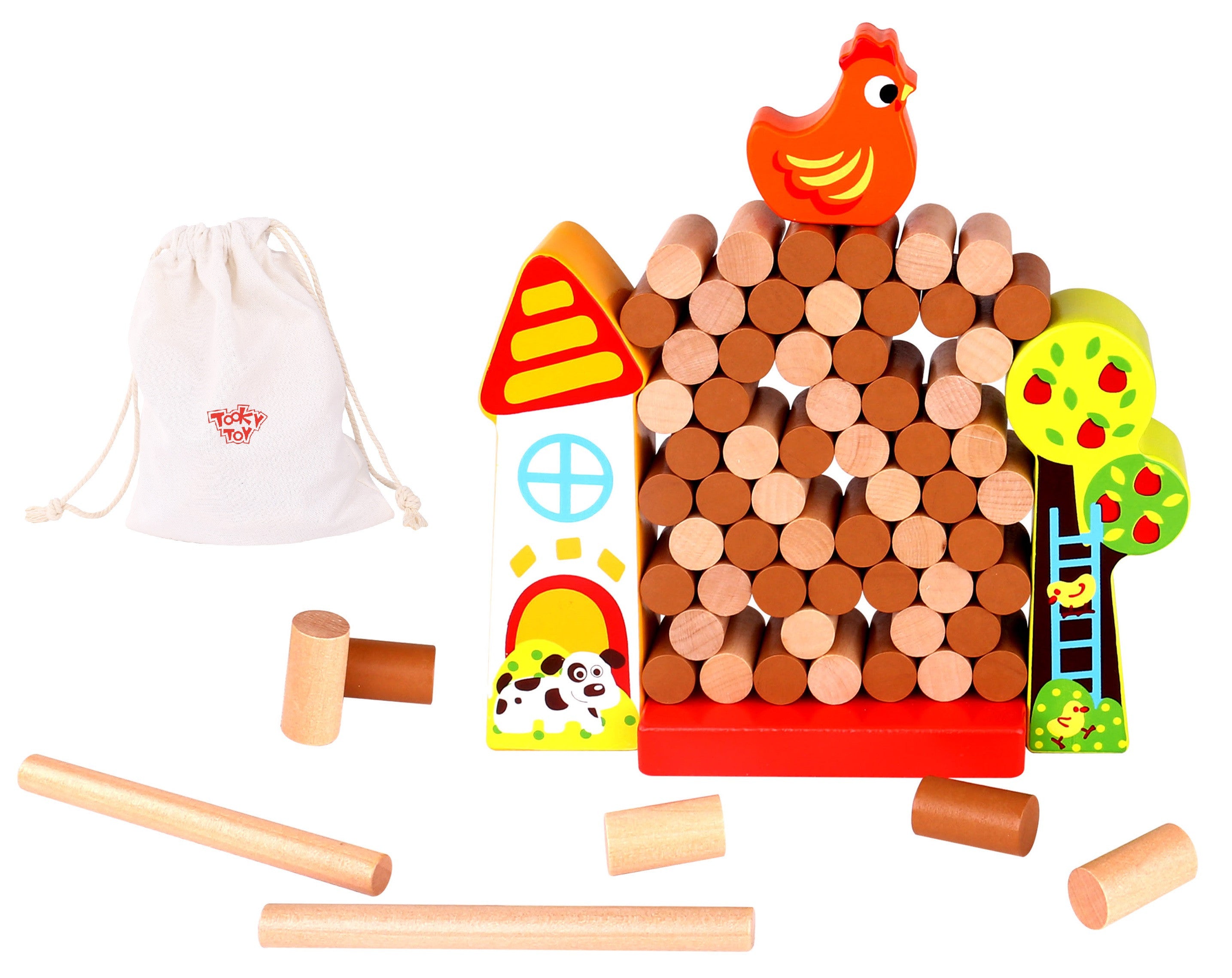 Tooky Toy Arcade Spil Falling Hen Wooden Farm