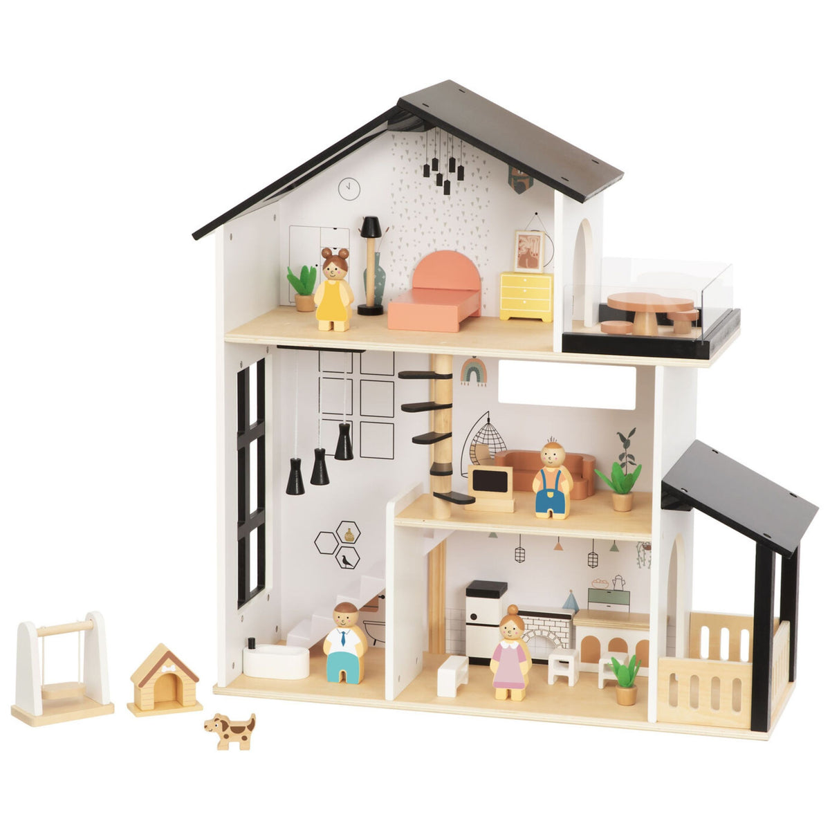 Tooky Toy Casa de Muñecas de Madera 25 Piezas