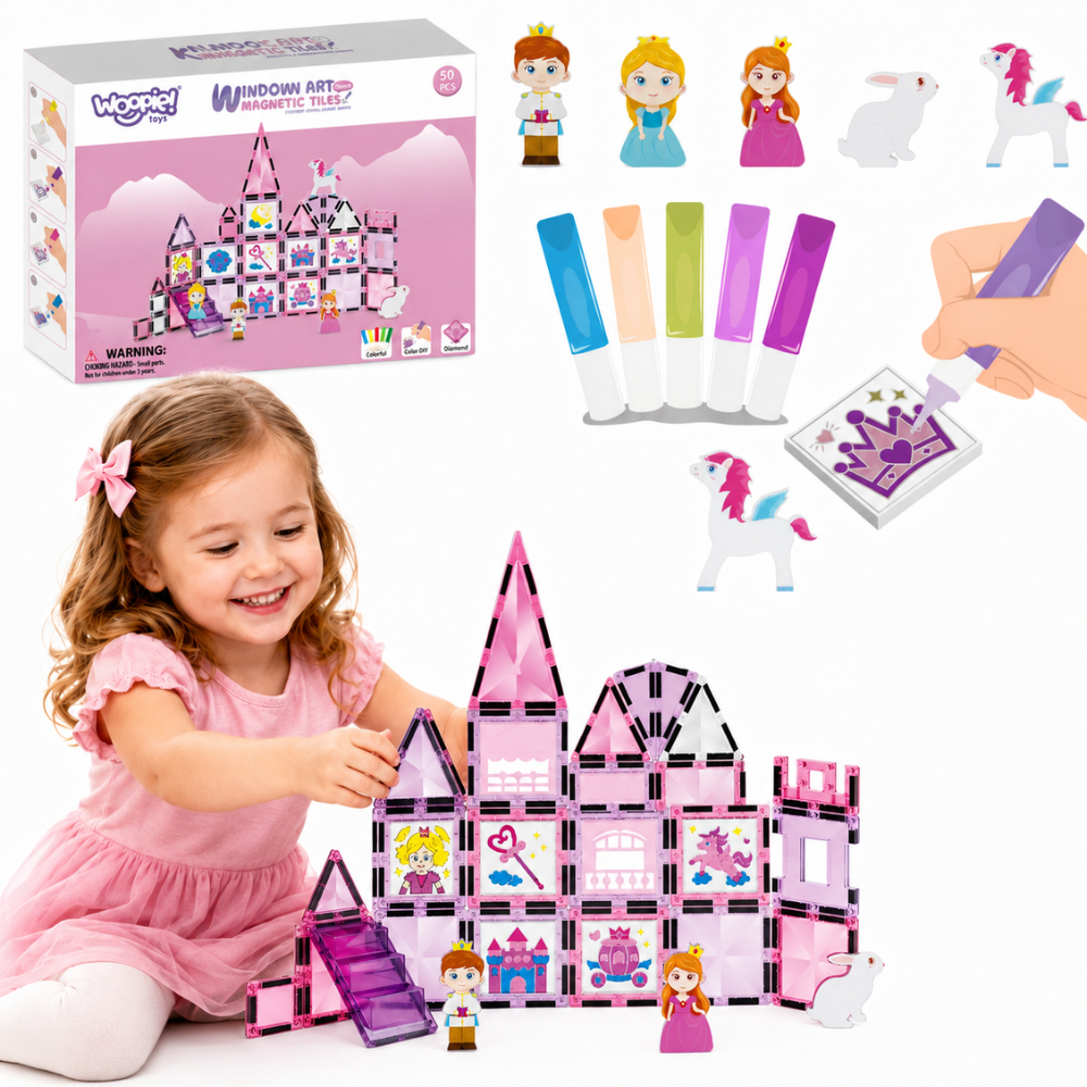 Conjunto de blocos magnéticos Woopie Princess Castle 50 unidades.