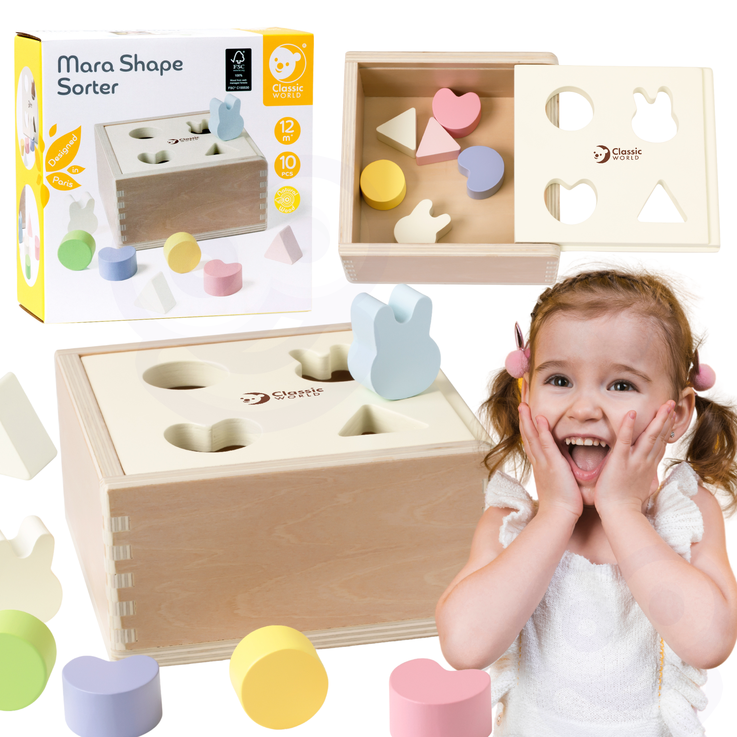 Classic World Wooden Shape Sorter For Children 10 Pcs.