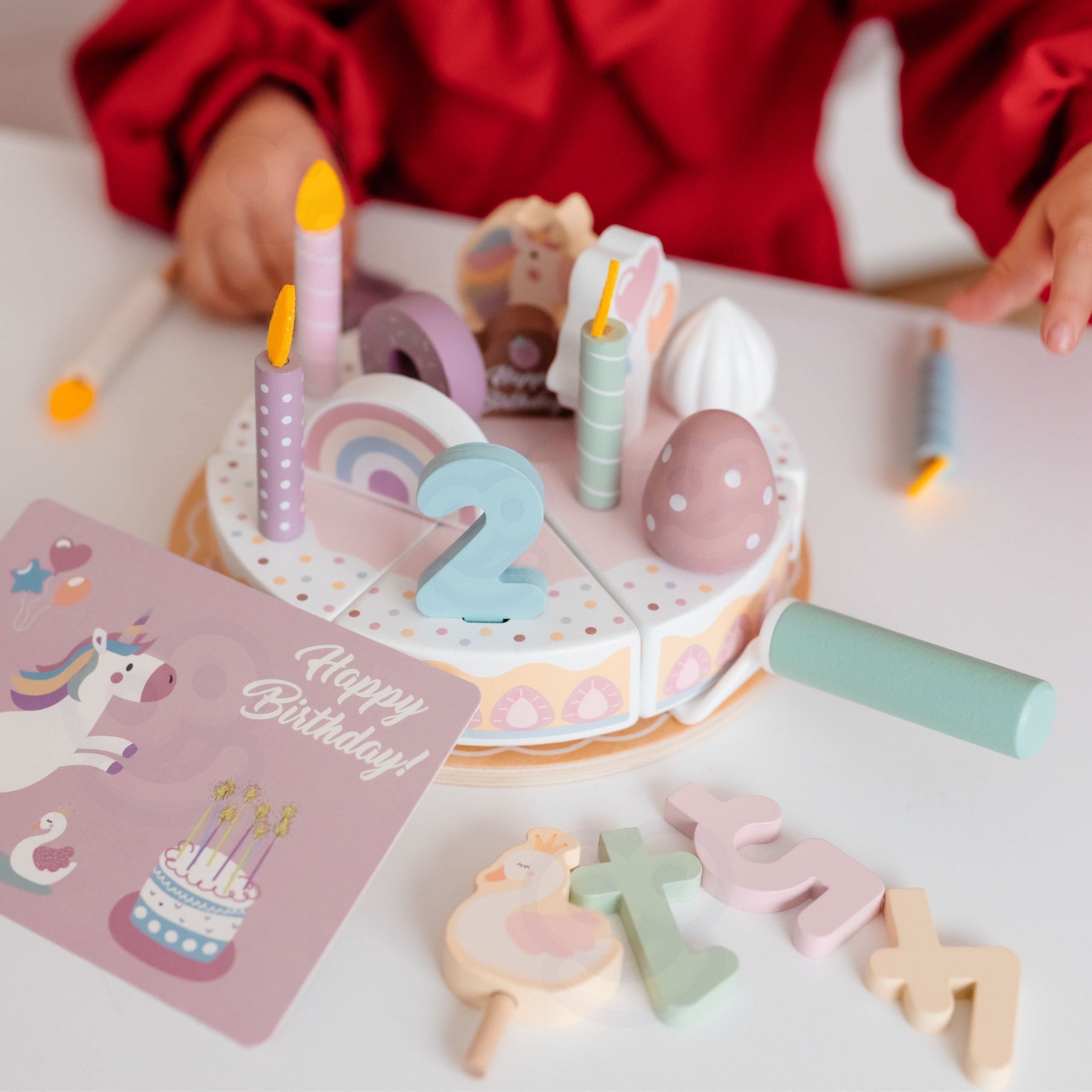 Woopie Green Wooden Birthday Cake For Cutting With Velcro 27 Pcs.