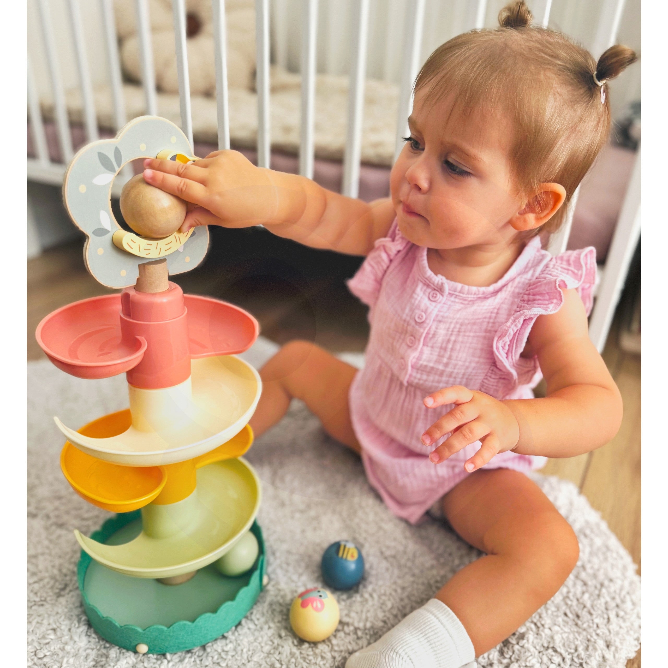 Woopie Green Wooden Ball Track Sensory Educational 6 Pcs.