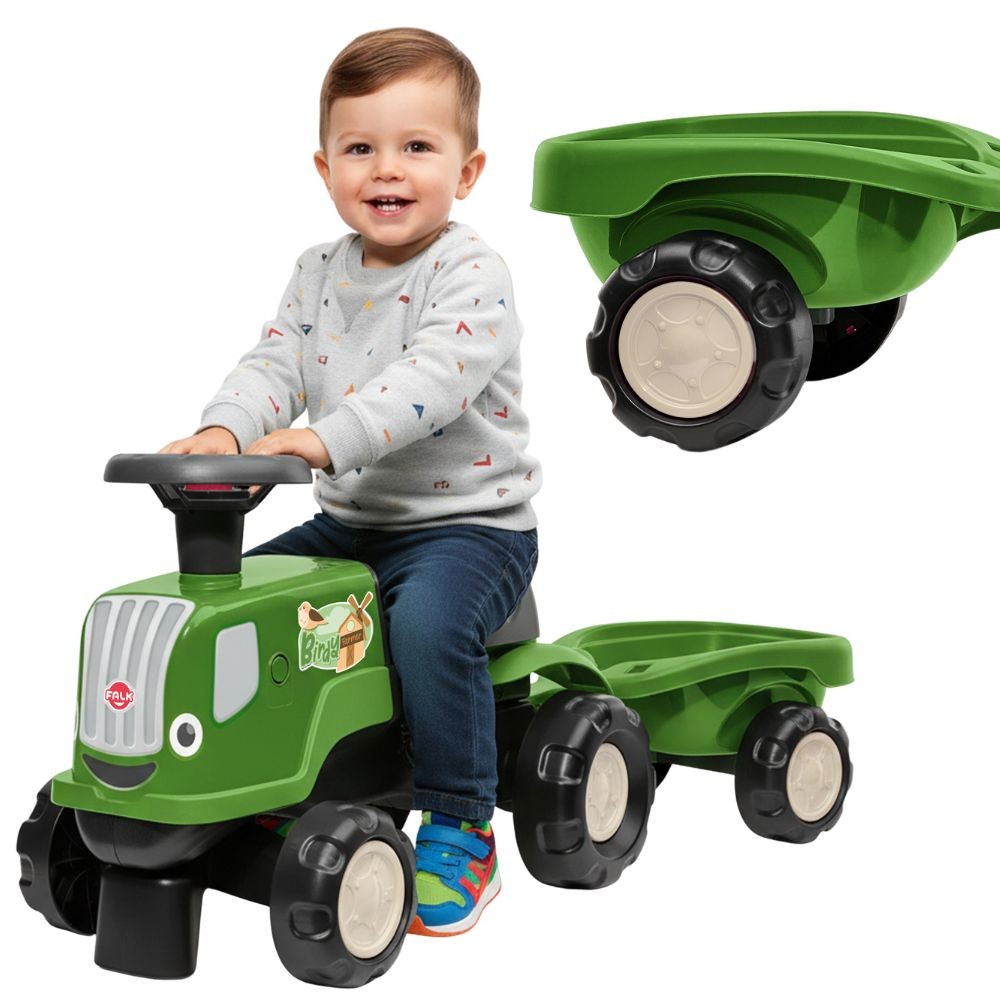 Falk Ride-on Traktor s přívěsem Birdy Farm Green 1-3 roky