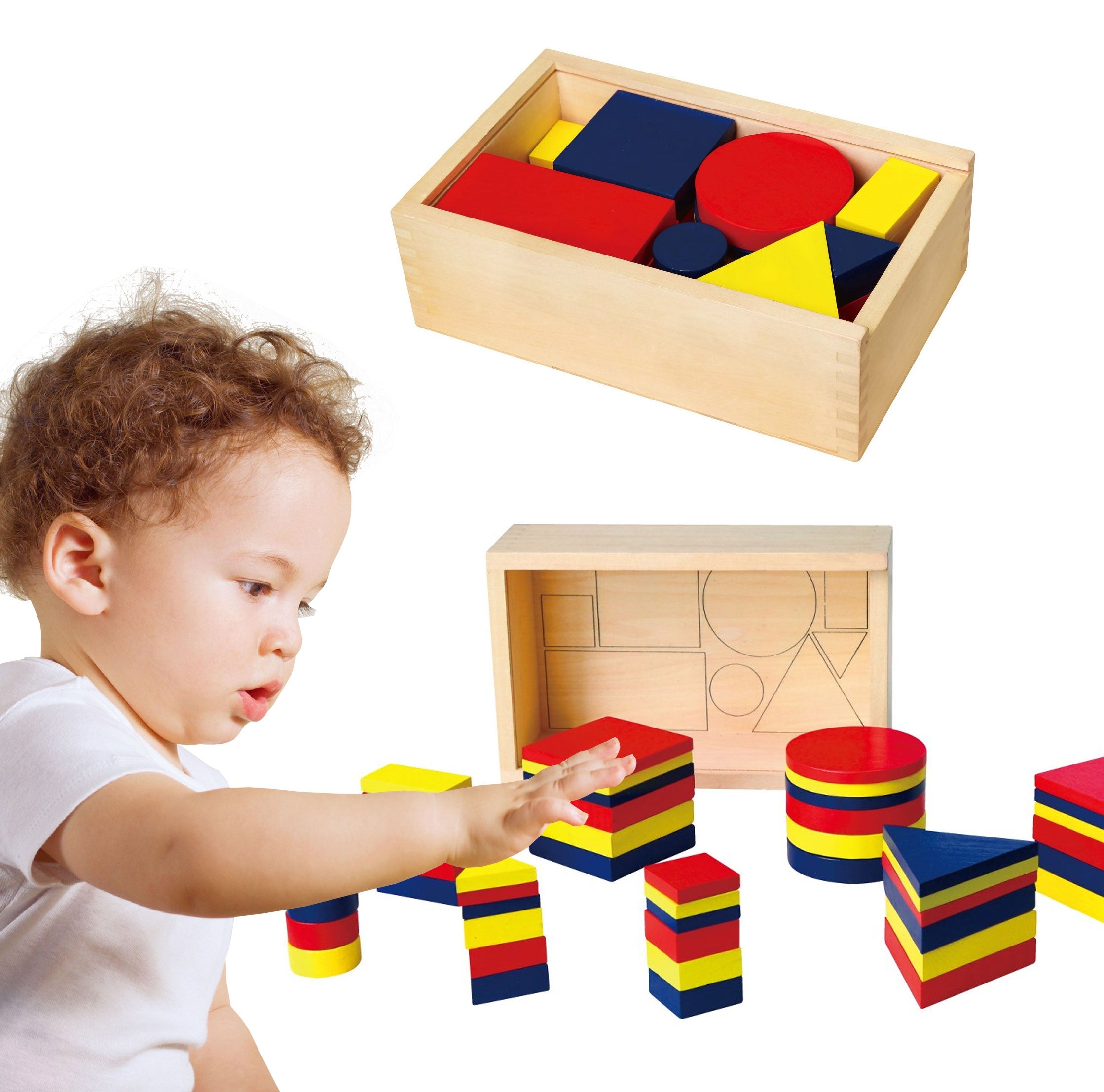 Дървени кубчета Dienes Геометрични фигури Viga Toys Монтесори