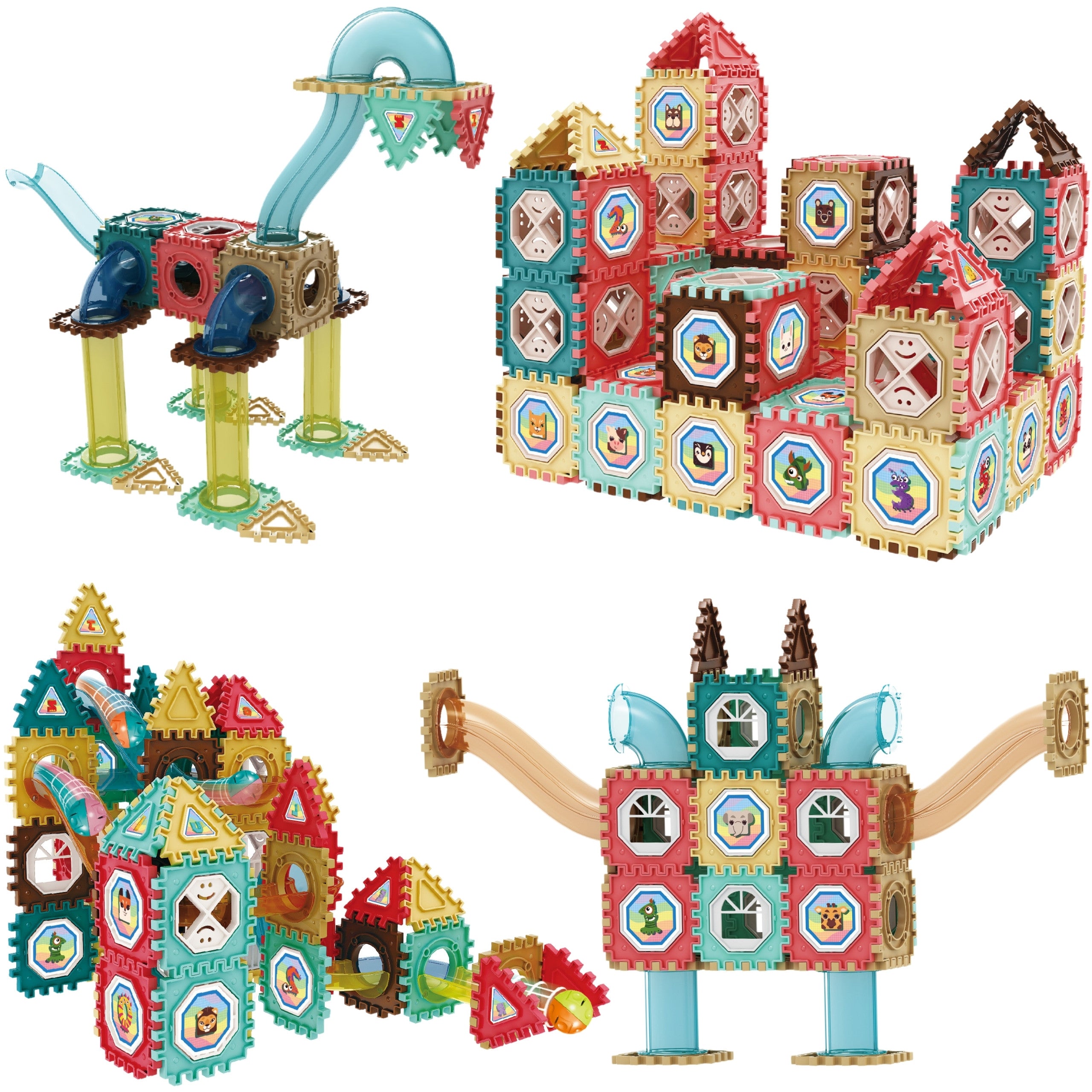 Woopie Blocs de construction magnétiques Ensemble éducatif 3D Ball Track 128 Pcs.