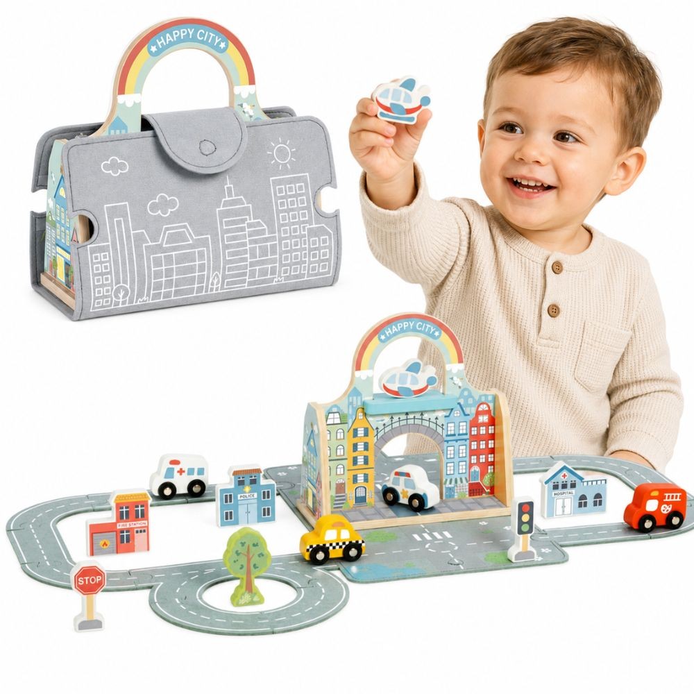 Комплект чанти Tooky Toy Mini City Portable Cars