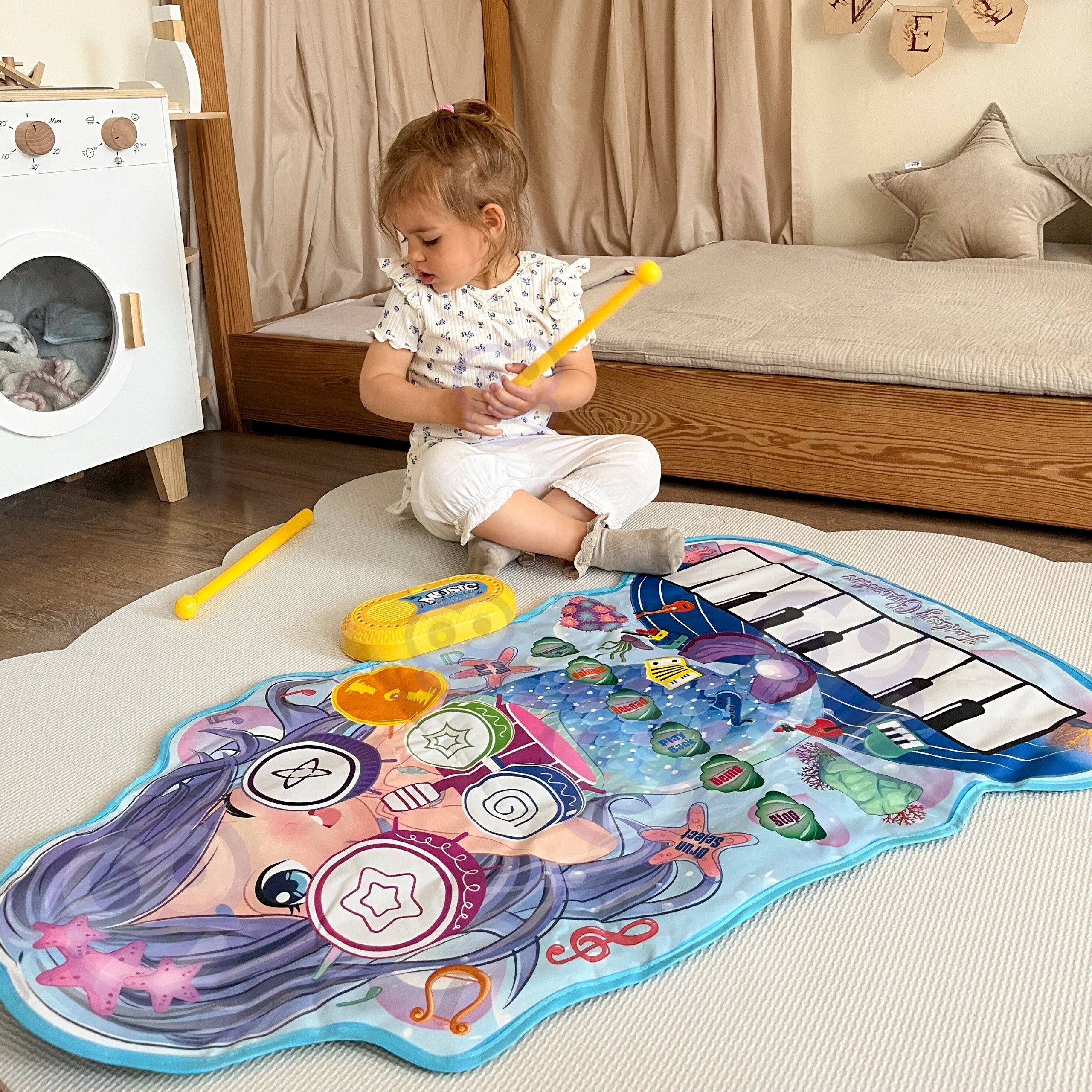Tapete musical Woopie Mermaid 2 em 1 bateria interativa