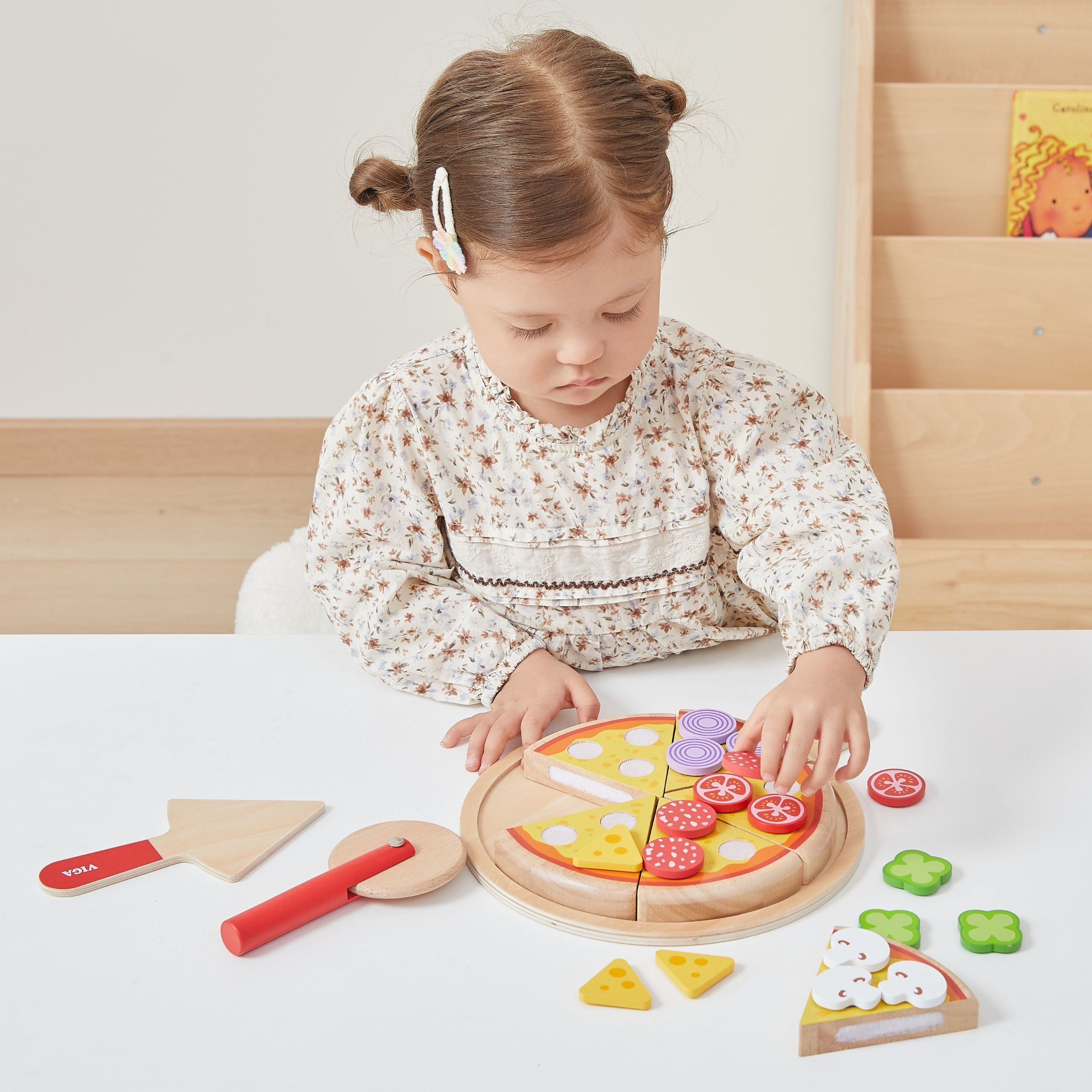 Viga Wooden Pizza Slicer Kitchen Set 27 Pieces For Children 18m+