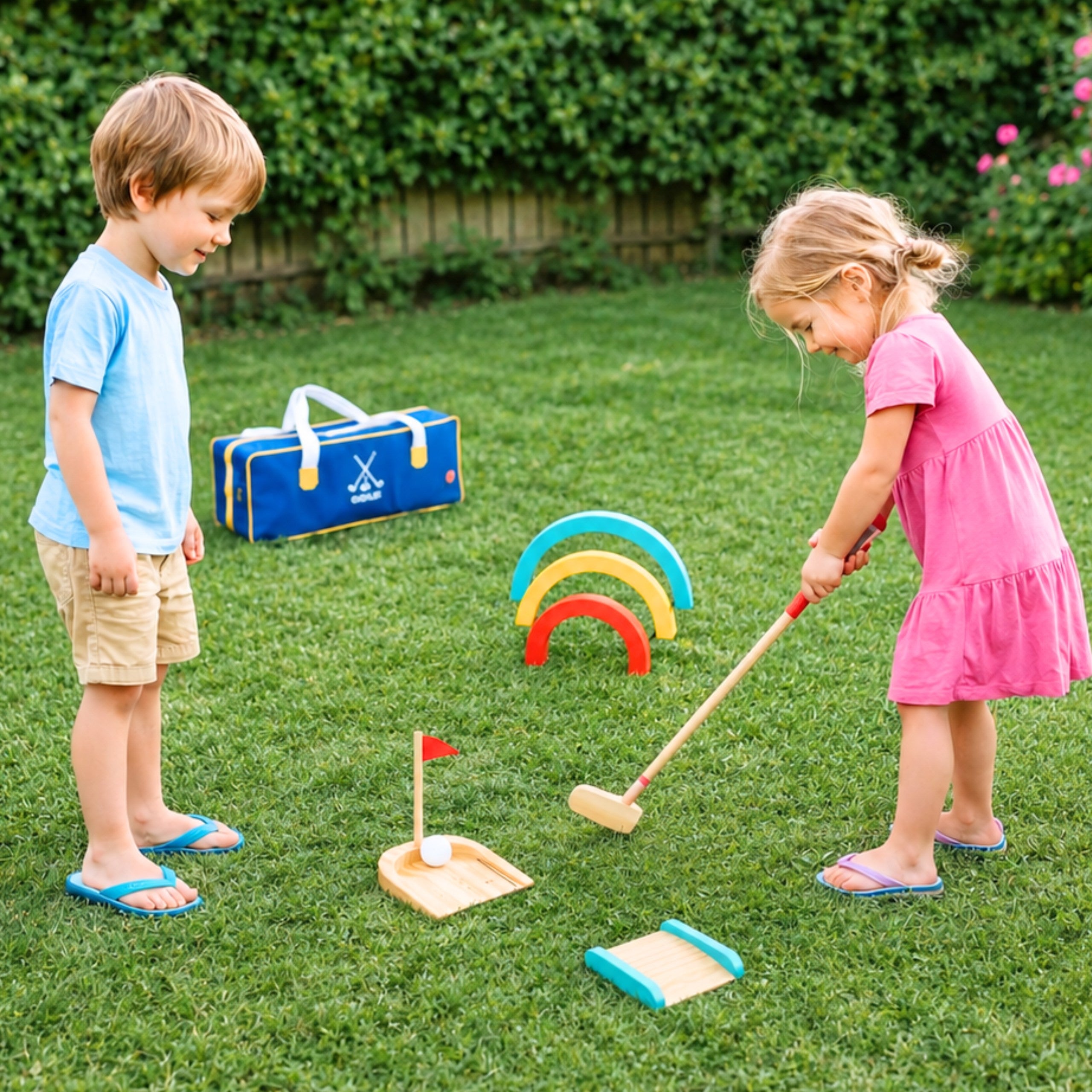 Drewniany zestaw golfowy Toyy Toy dla 2 osób 13 szt.