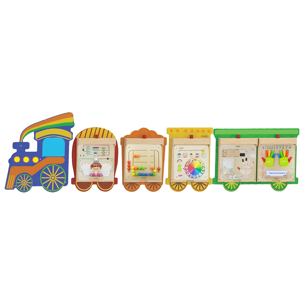Masterkidz Train Board Set 5 en 1 Tablero sensorial Aprendizaje motor Sentidos y emociones