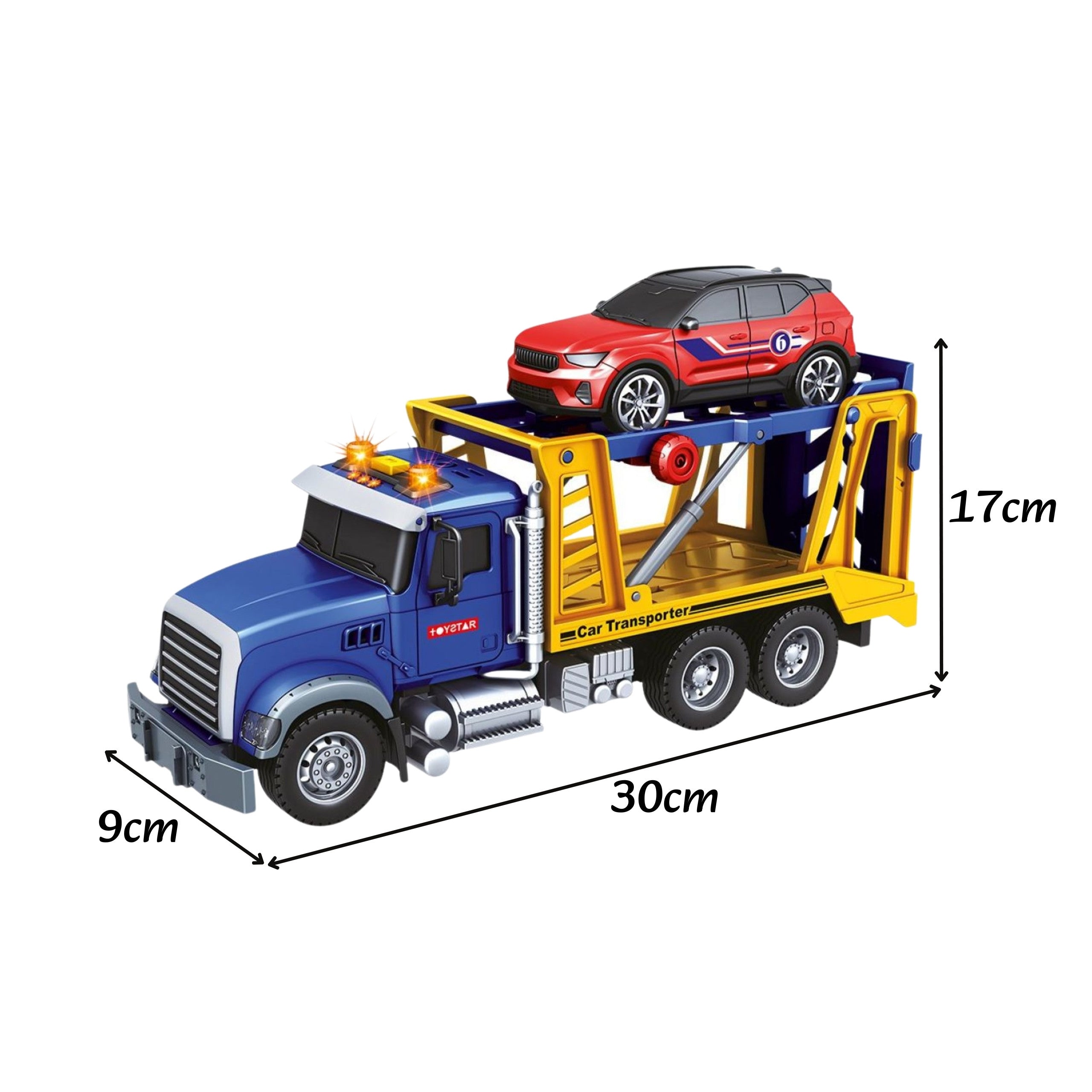 Woopie Grúa Transporter Con Coche Luz Sonido Escala 1:14