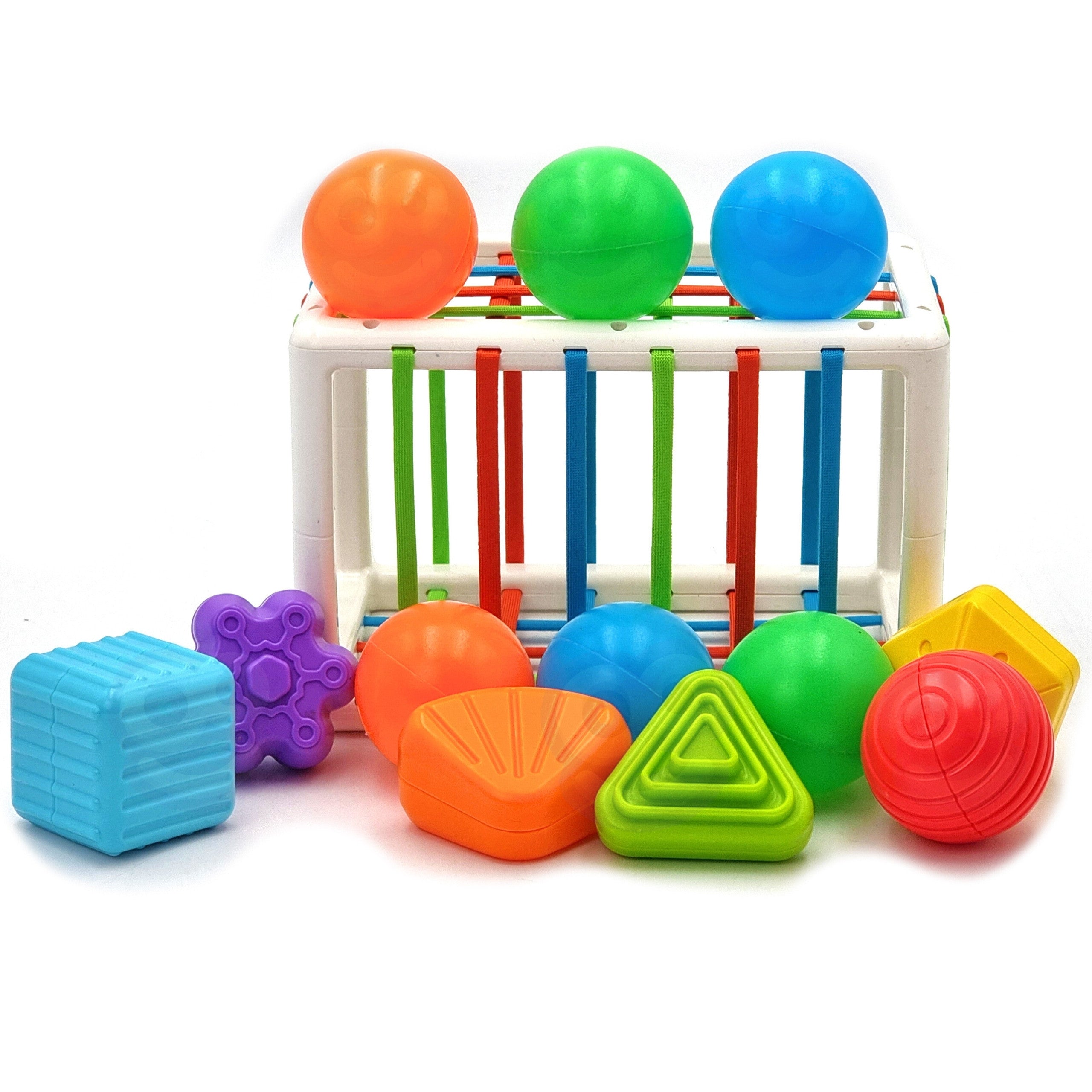 Woopie Baby Fleksibel Sensory Cube Sorter Til Børn Farverige Former 13 Stk.