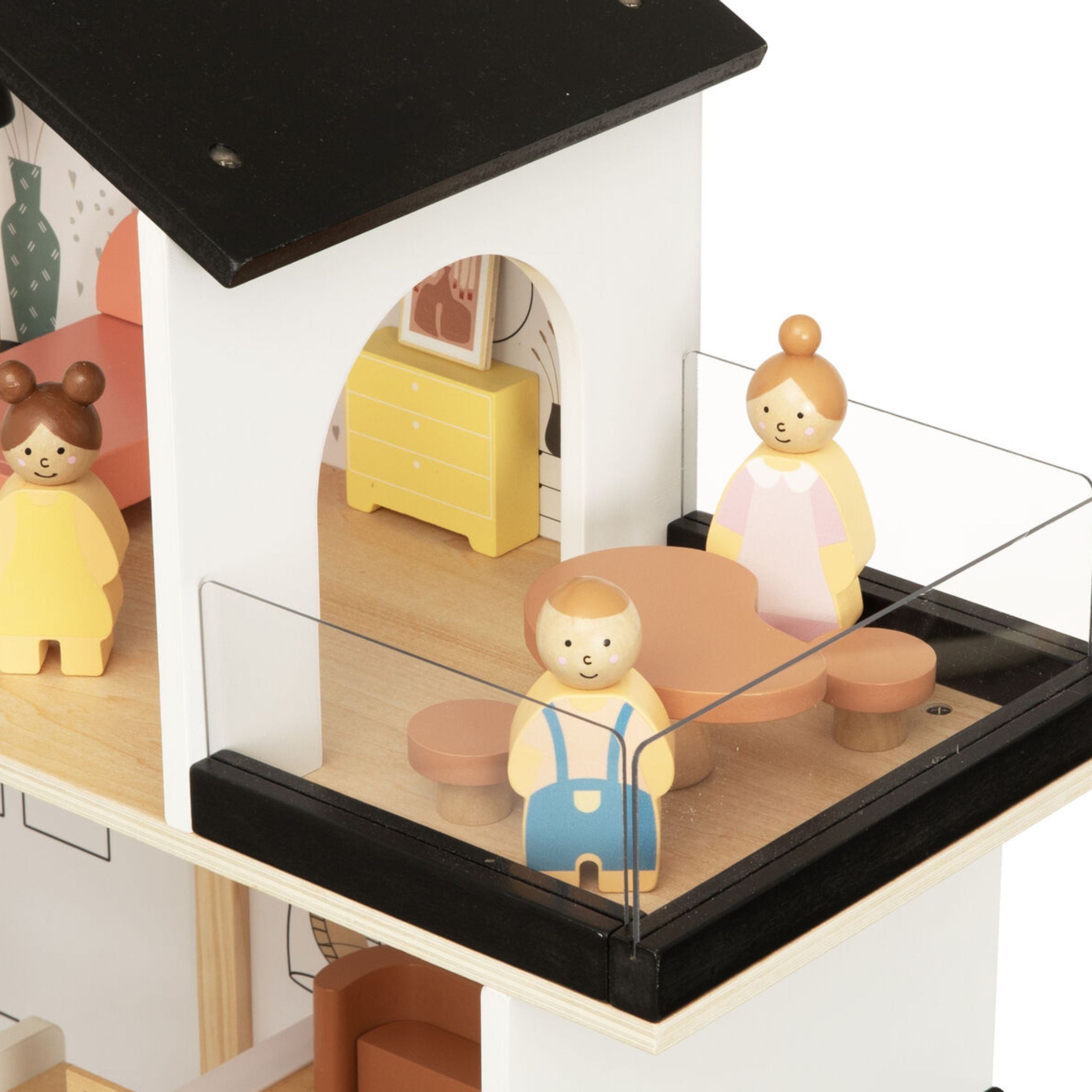 Tooky Toy Wooden Doll House 25 Pieces