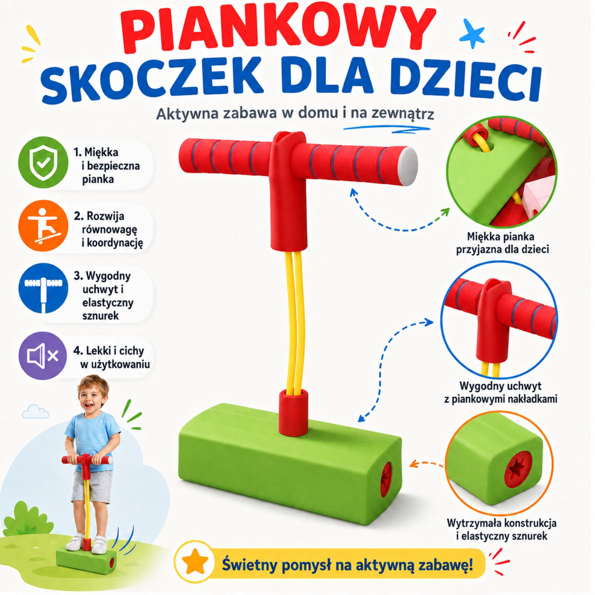 Woopie Foam Green Pogo Jumper pre deti na skákací tréning rovnováhy
