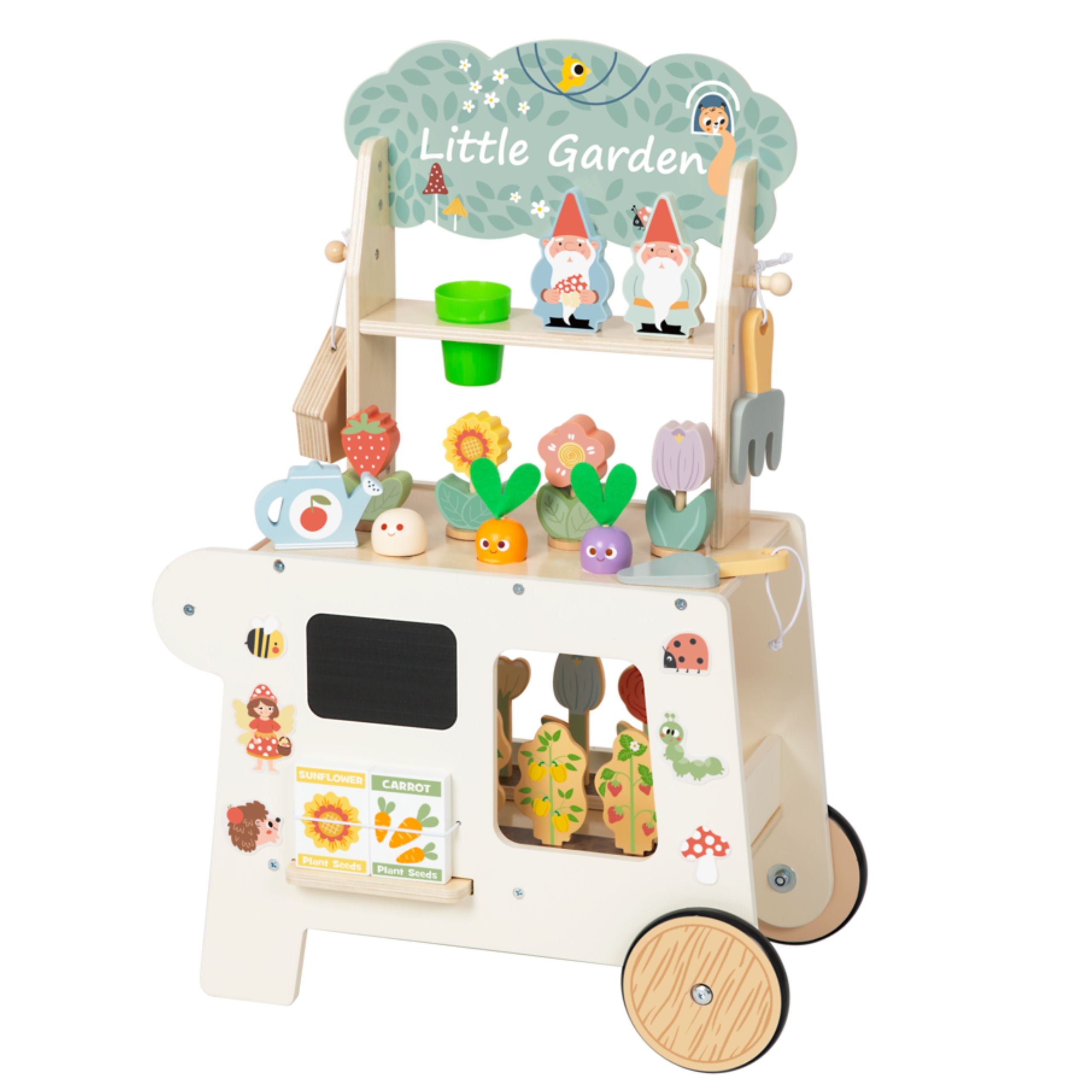 Tooky Toy Montessori Holz-Gartenwagen 57-tlg