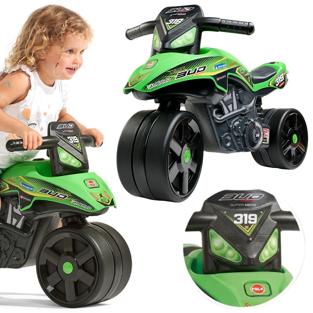 Falk Racing Ride-on Green Motorbike Wide Wheels From 1 Year