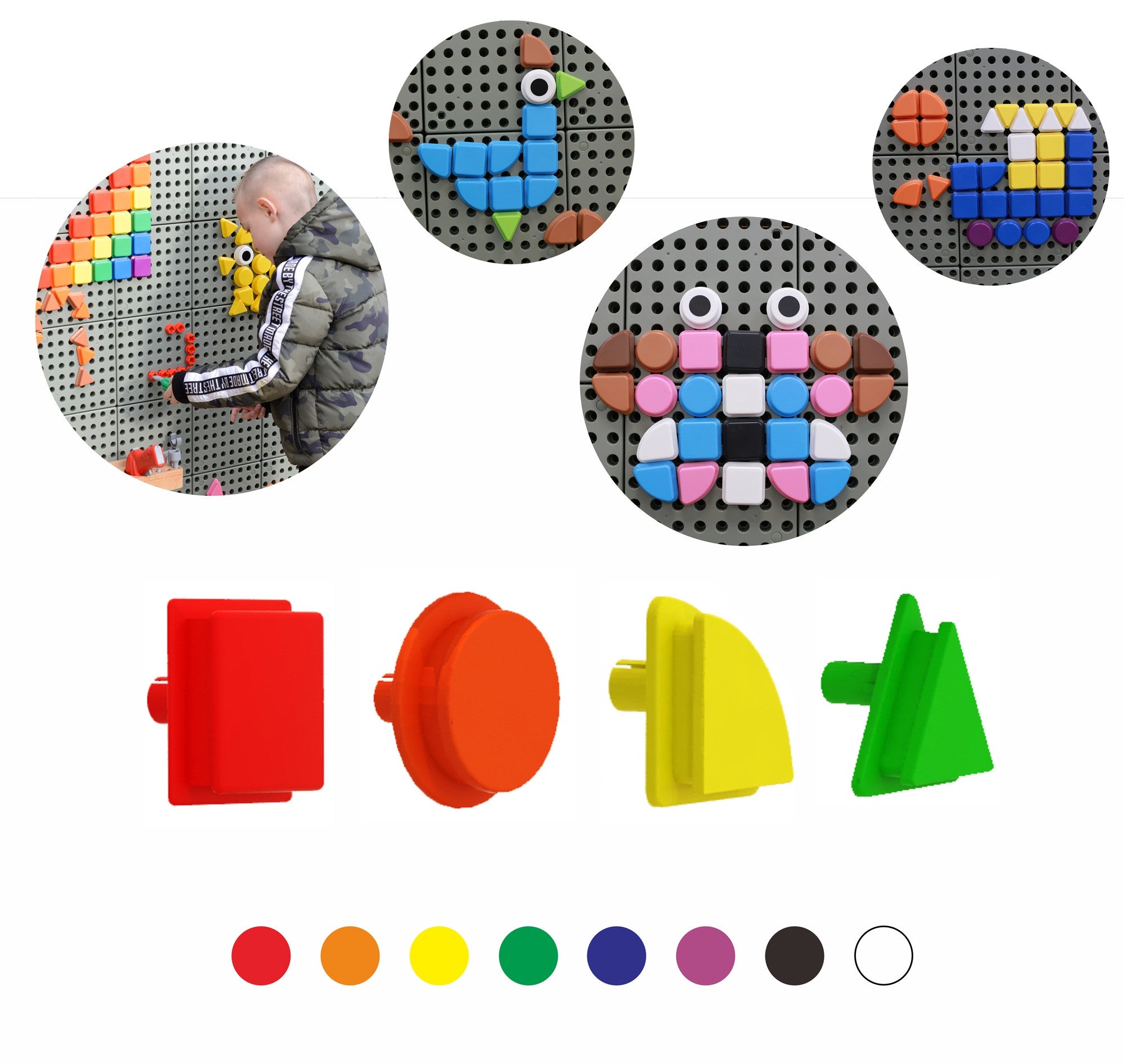 Masterkidz Геометрични елементи, 8 цвята, 256 бр. Аксесоари за бордови дъски