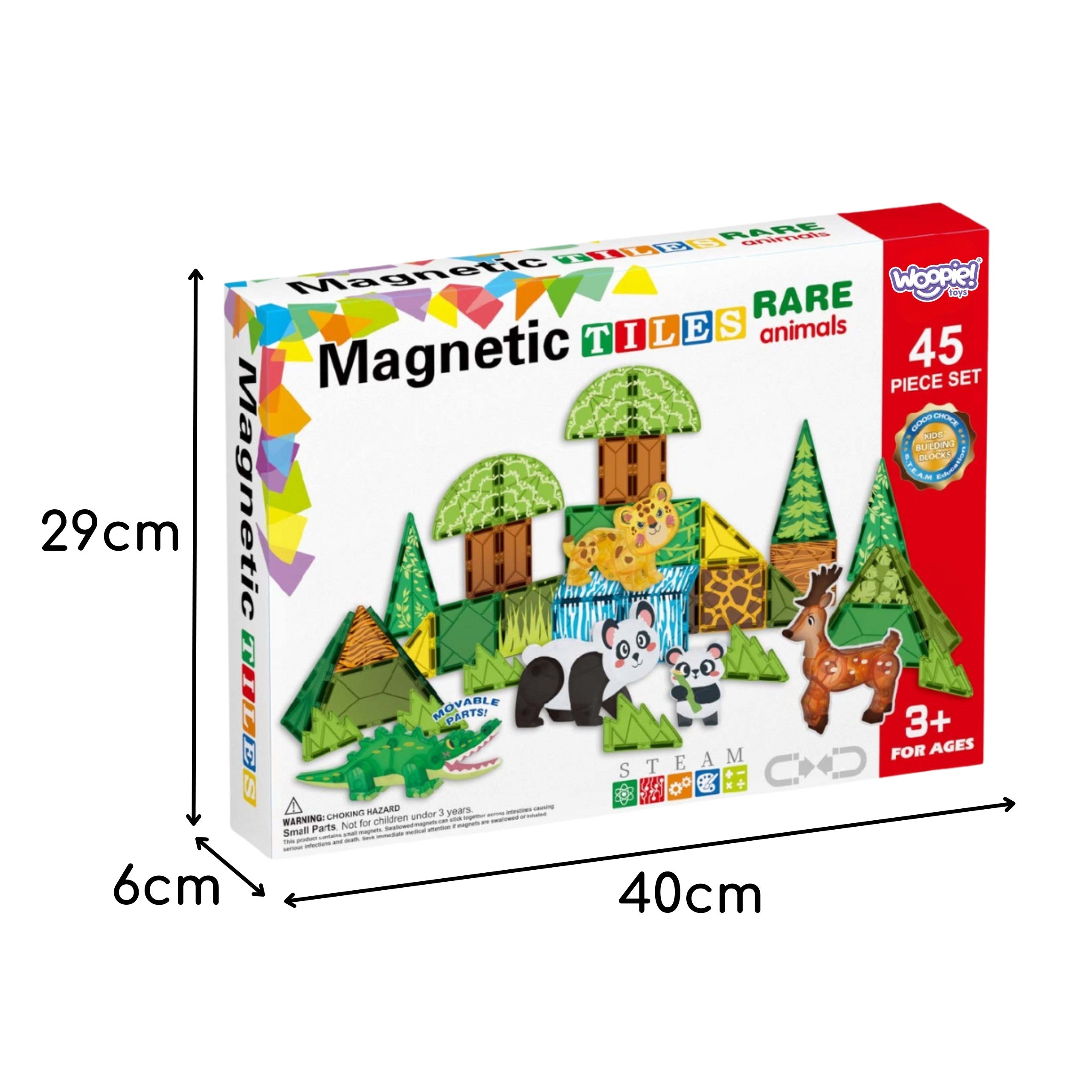 Bloic Foirgníochta Maighnéadacha Woopie 3d Set Oideachais Ainmhithe Uathúla 45pcs.