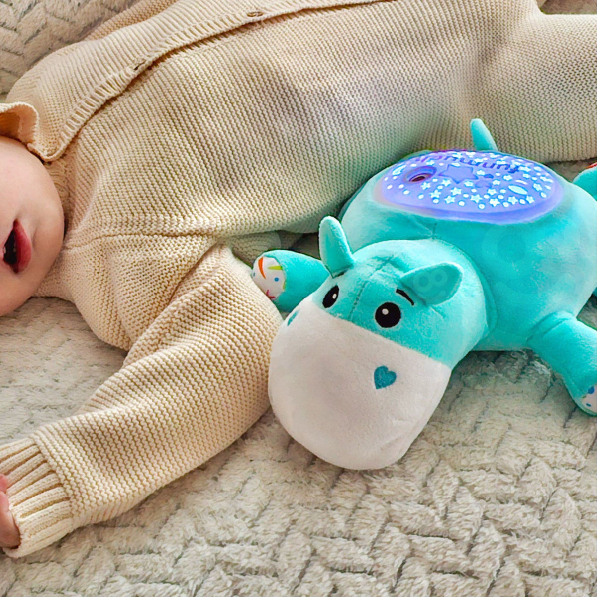Woopie Brinquedo fofinho para bebê 2 em 1 Projetor Sleeper Hippo