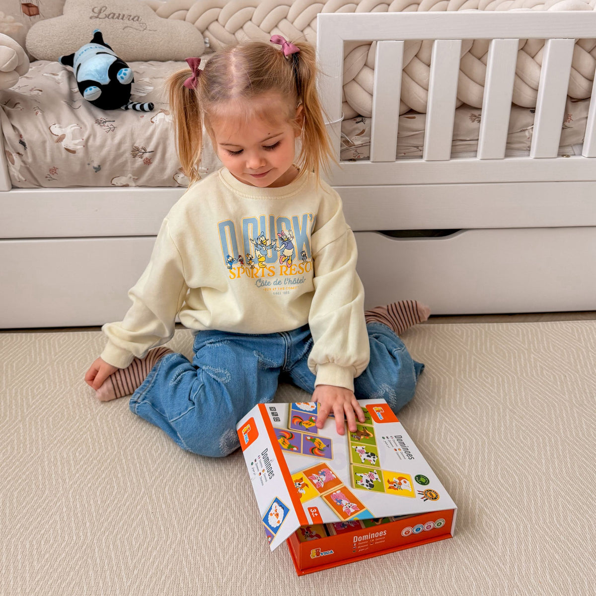 Viga Pædagogisk træ Domino Blocks Farm Game 28 Pieces Montessori
