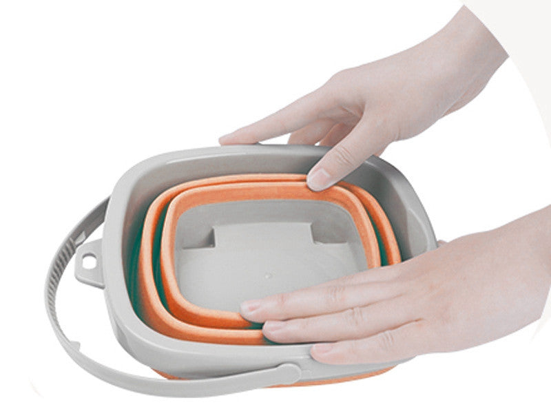 Woopie Falteimer mit Rechen und Schaufel-Set, Orange
