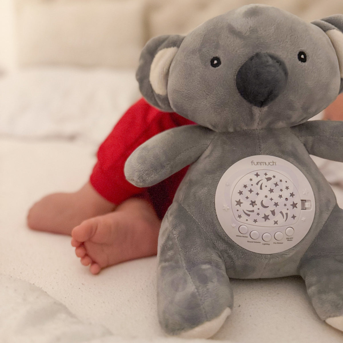Bréagán Cuddly Woopie Babaí Polar Bear Le Teilgeoir Agus Fuaimeanna Soothing 15 Séiseanna