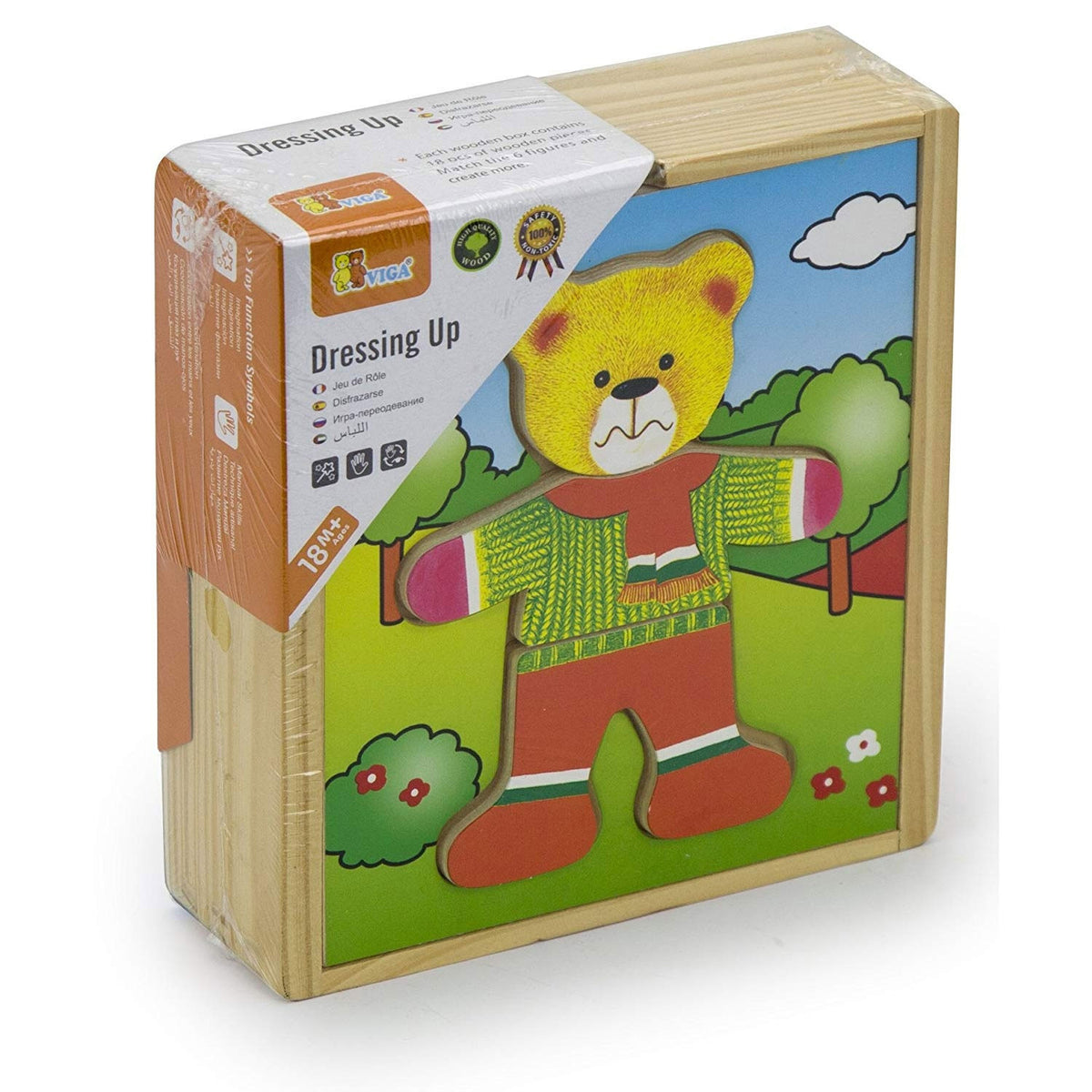 Viga Holzpuzzle Lernpuzzle Dress Up The Teddy Bear Boy