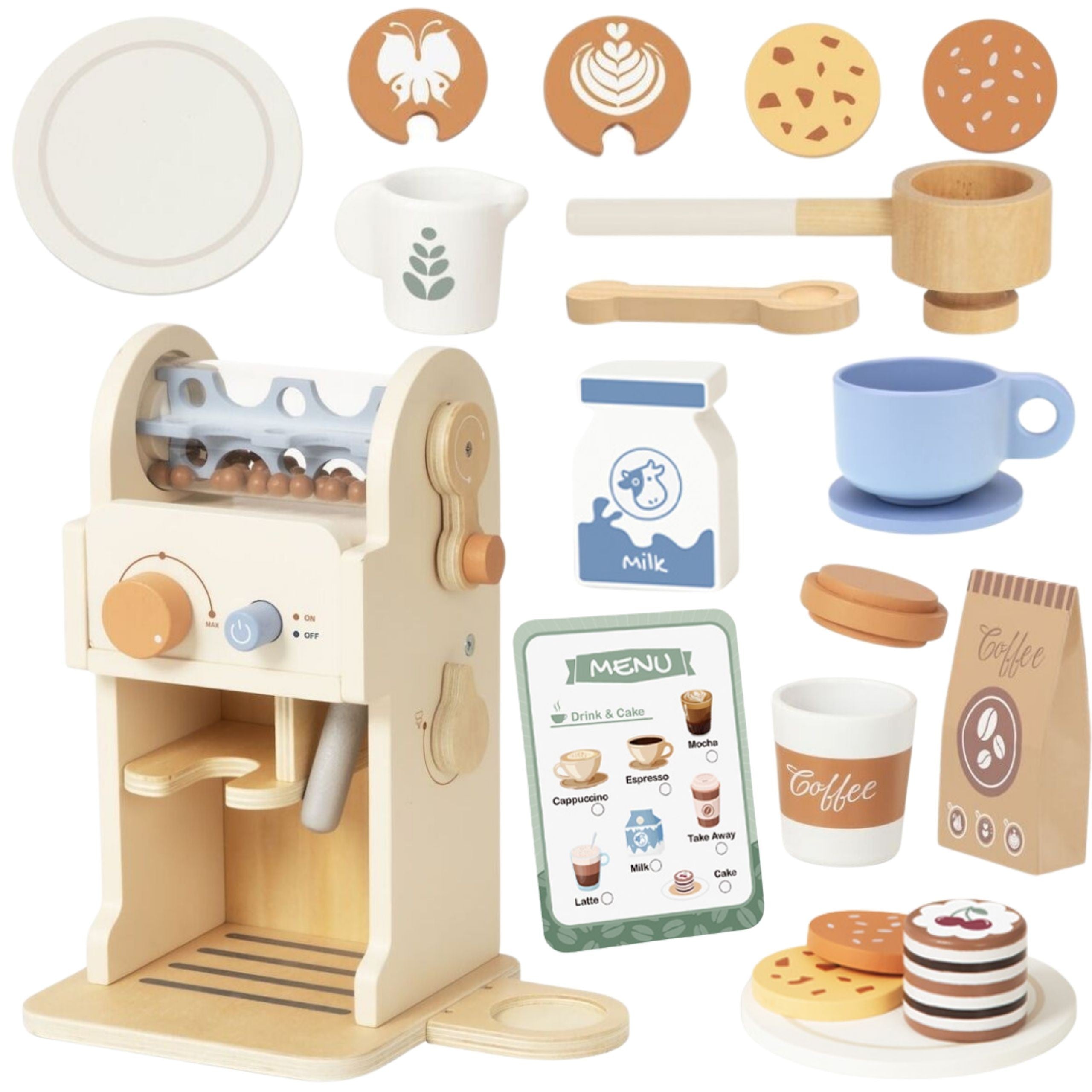 Tooky Toy Wooden Coffee Set - Barista Espresso Machine