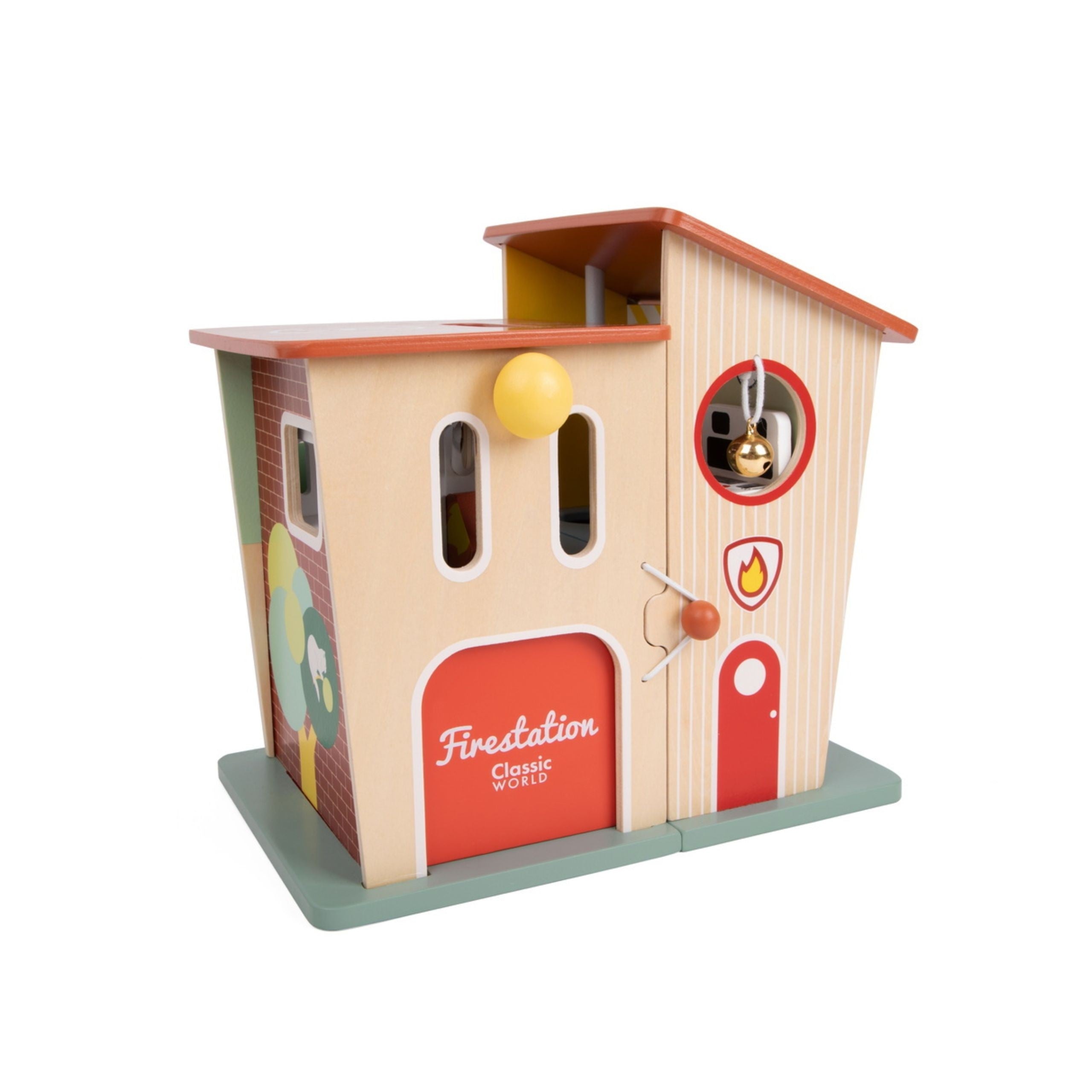 Classic World Wooden Fire Station Garage Car Helicopter Figures 13pcs.