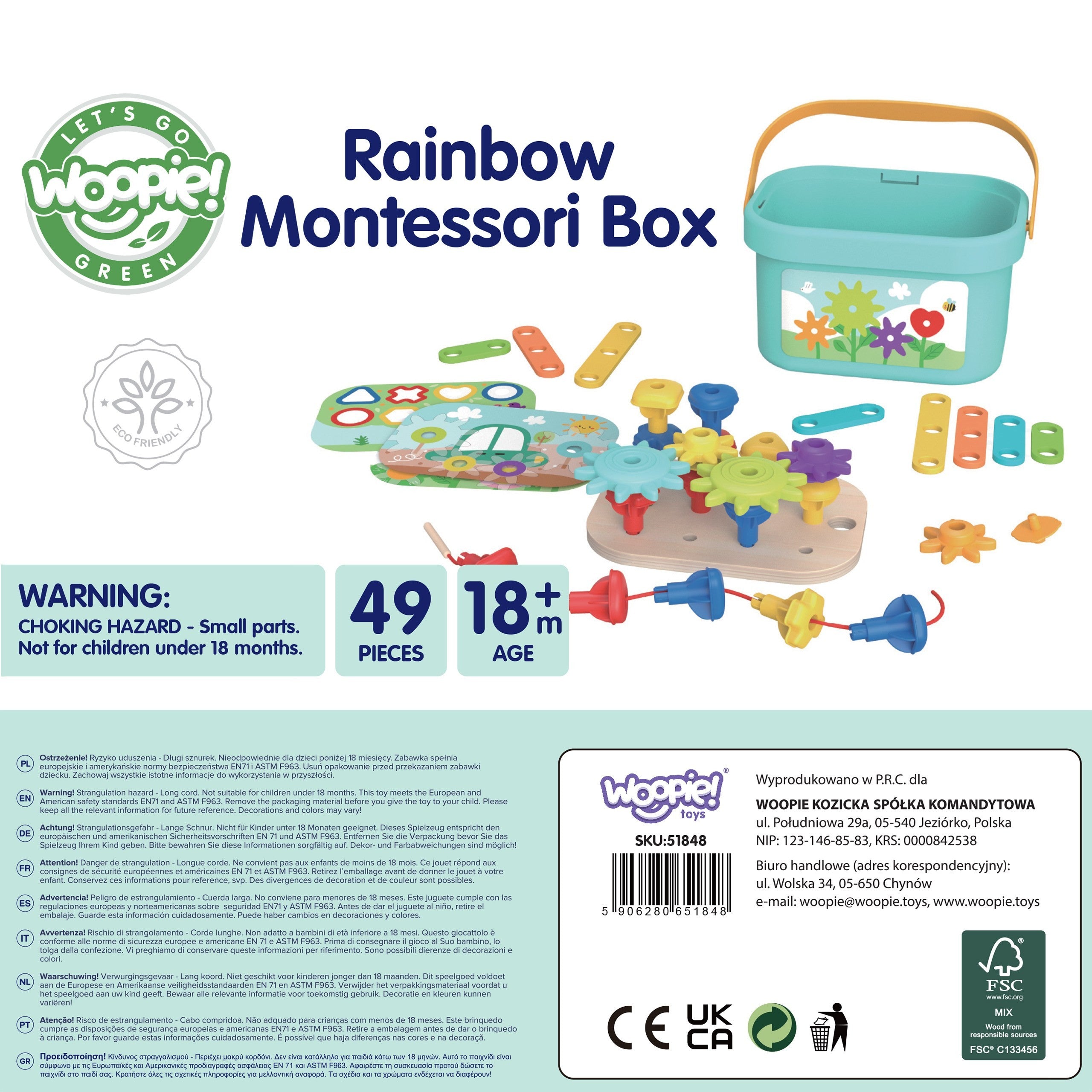 Woopie Green Montessori 12-w-1 pudełko do budowy silników Fsc