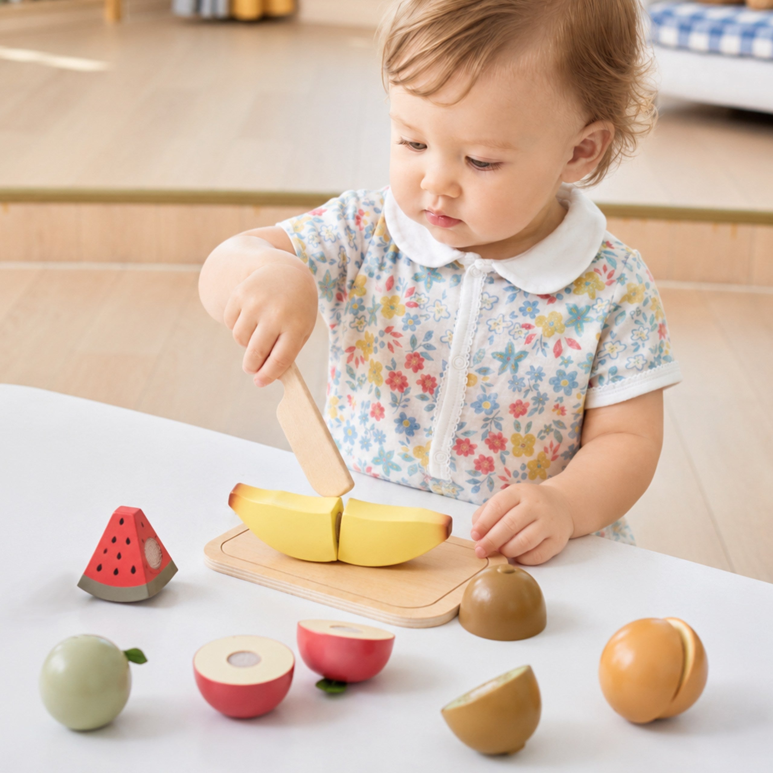 Viga Wooden Fruit Chopping Board Knife Polarb Educational Toy