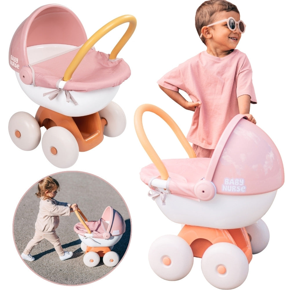 Smoby Baby Nurse Deep Stroller With Plastic Canopy