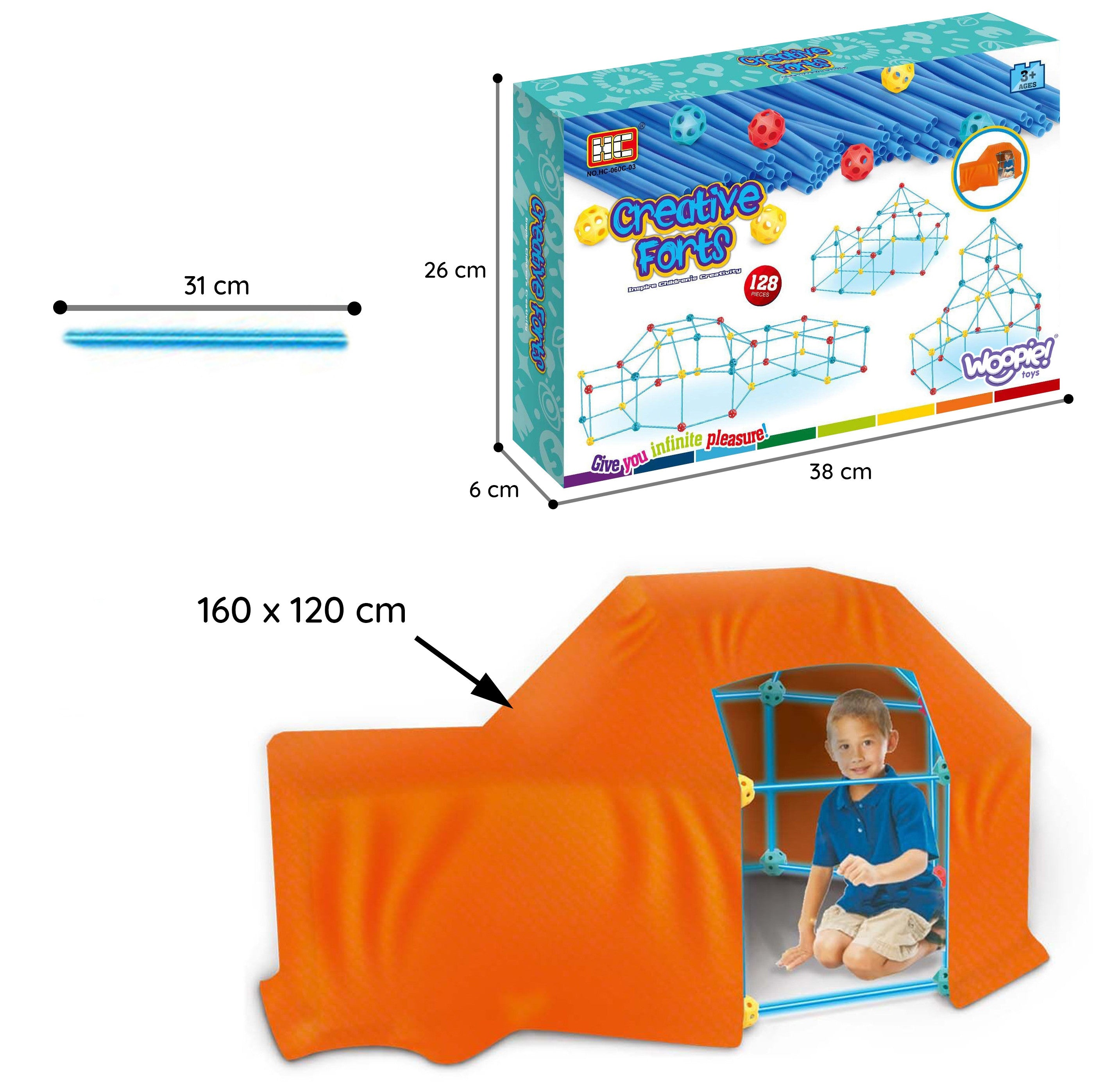 Woopie Big Blocks Bouwtentset Rietjes Buizen 128-delig.