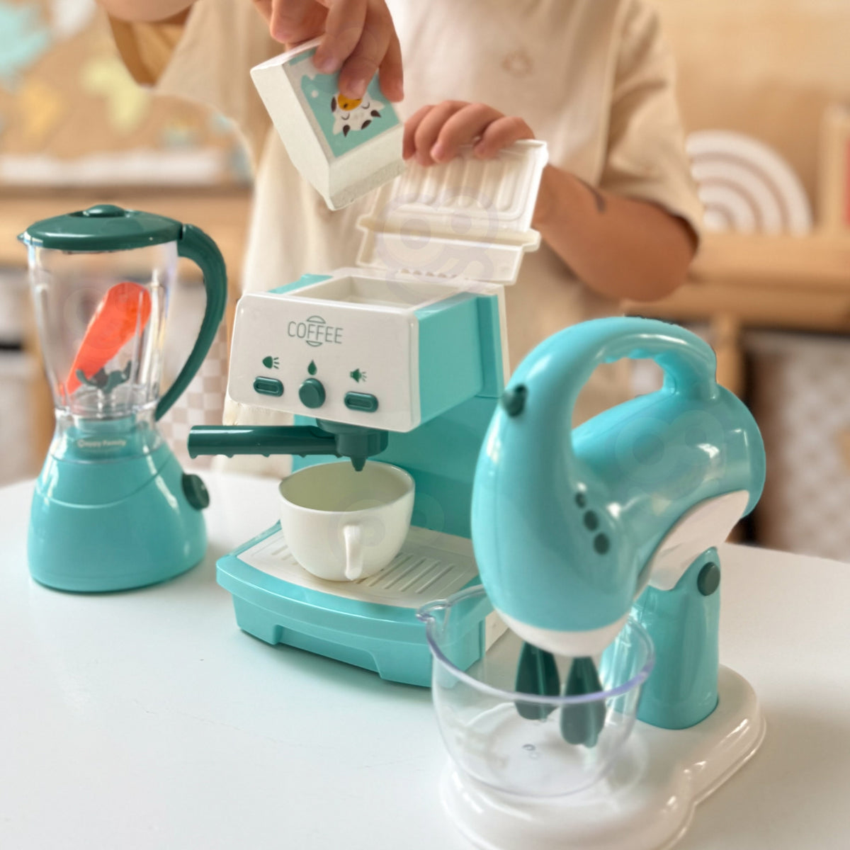 Woopie 3-in-1-Haushaltsgeräte-Set: Kaffeemaschine, Mixer, Mixer, Ton- und Lichteffekte