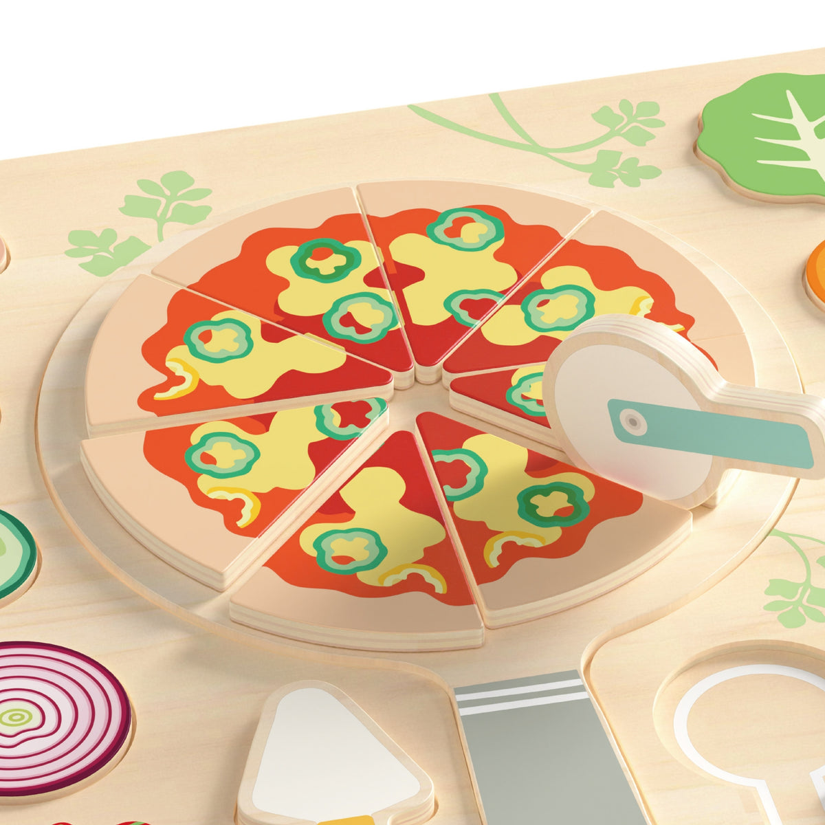 Classic World Puzzle de Madera para Cortar Pizza y Verduras 22 Piezas.