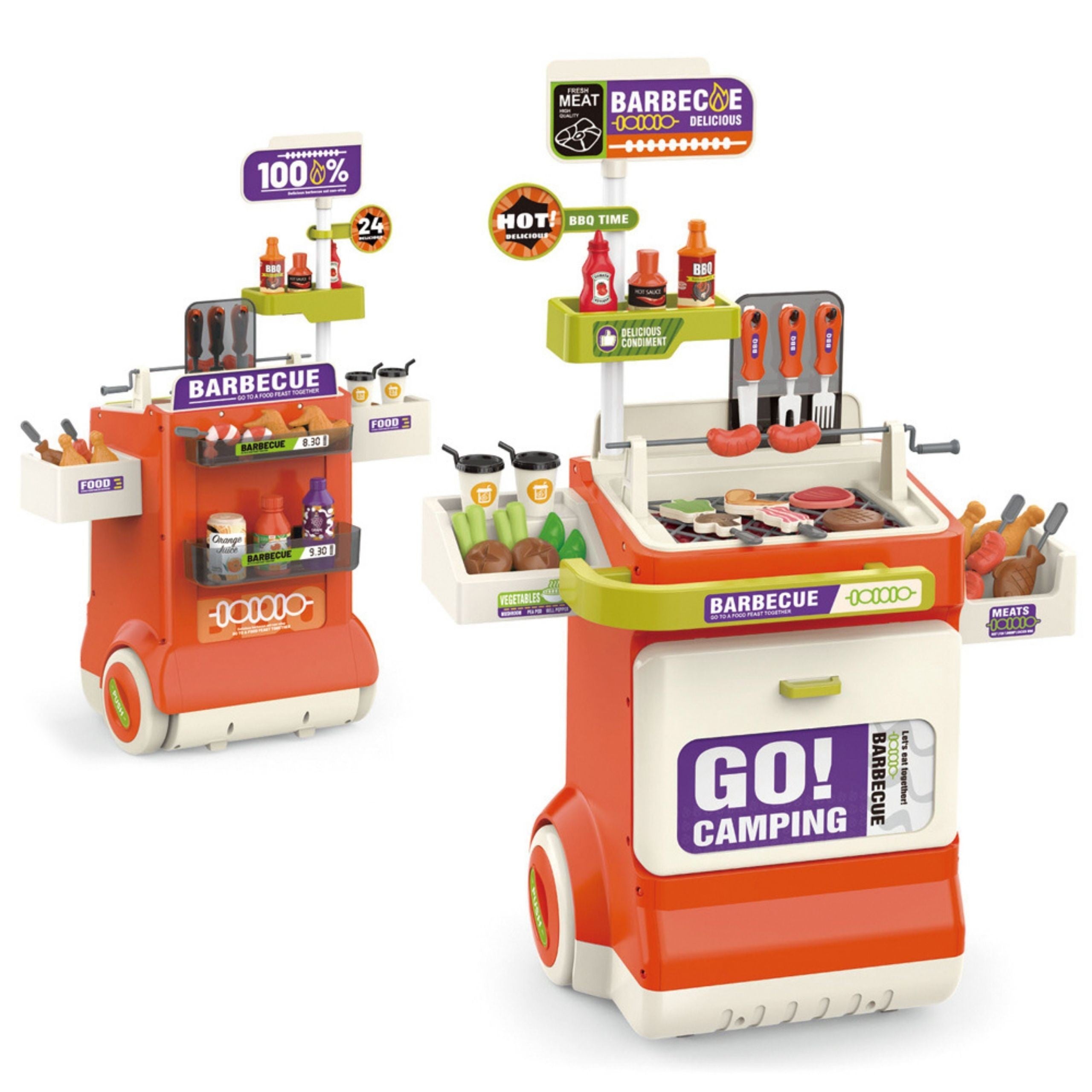 Woopie Interactive Bbq Grilling Cart 51-piece Grill Stand Real Grilling Effects