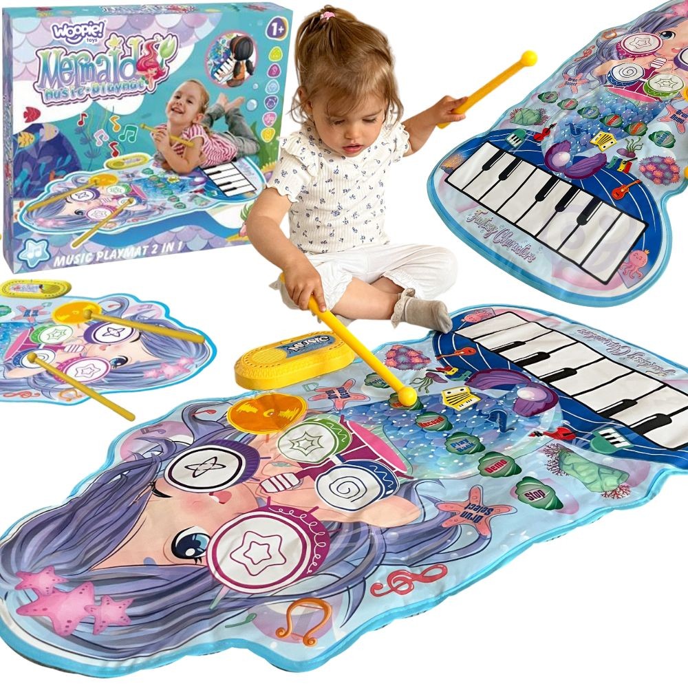 Tapete musical Woopie Mermaid 2 em 1 bateria interativa