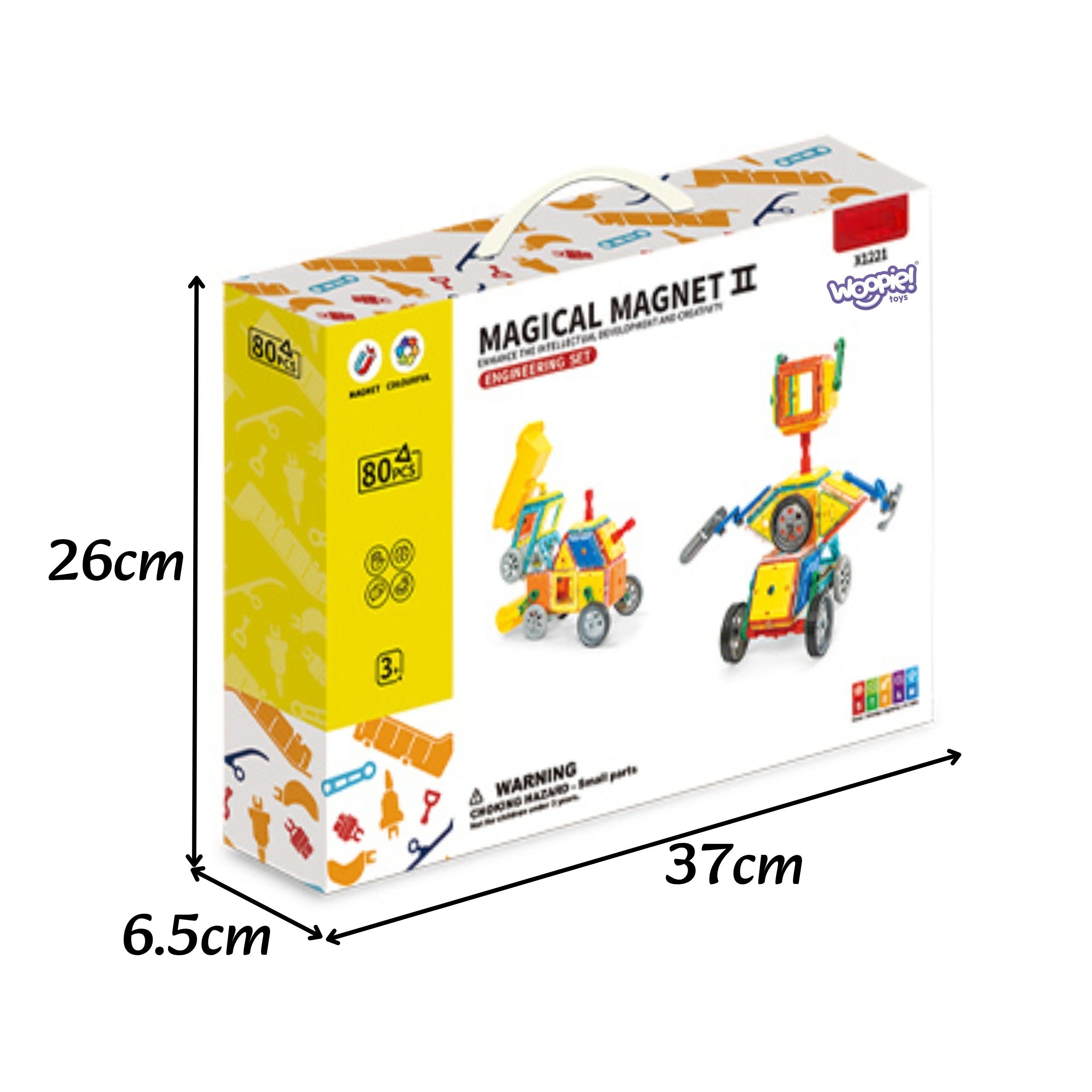 Woopie mágneses blokkok színes 3d járművek gőzkészlet 80db.