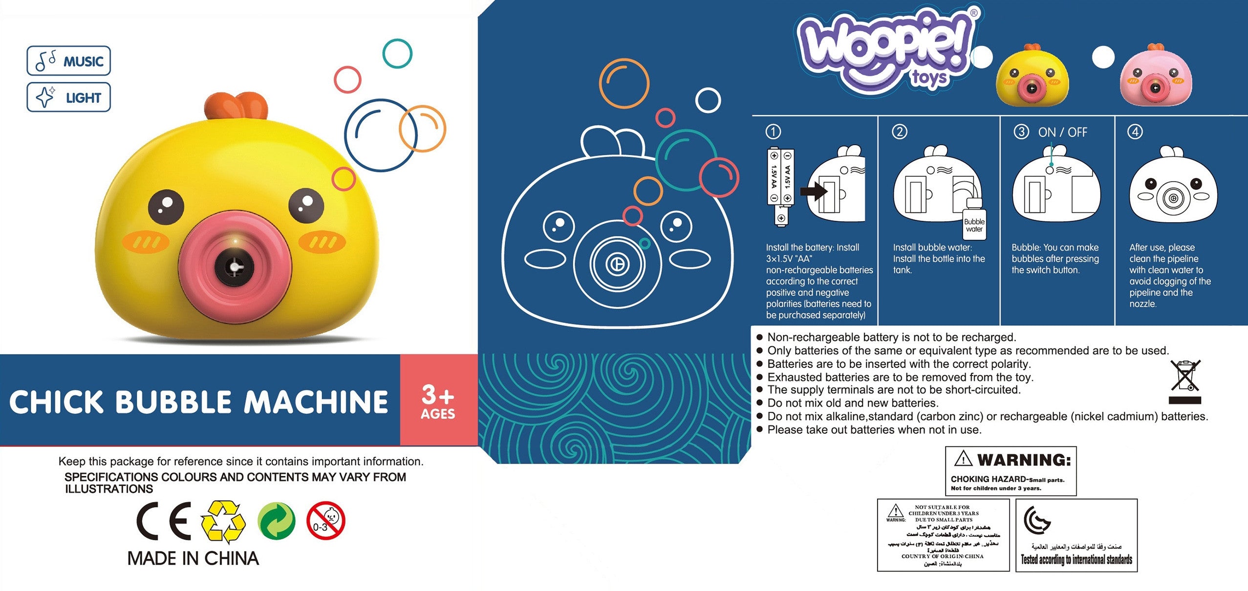 Machine à bulles Woopie Chick pour enfants