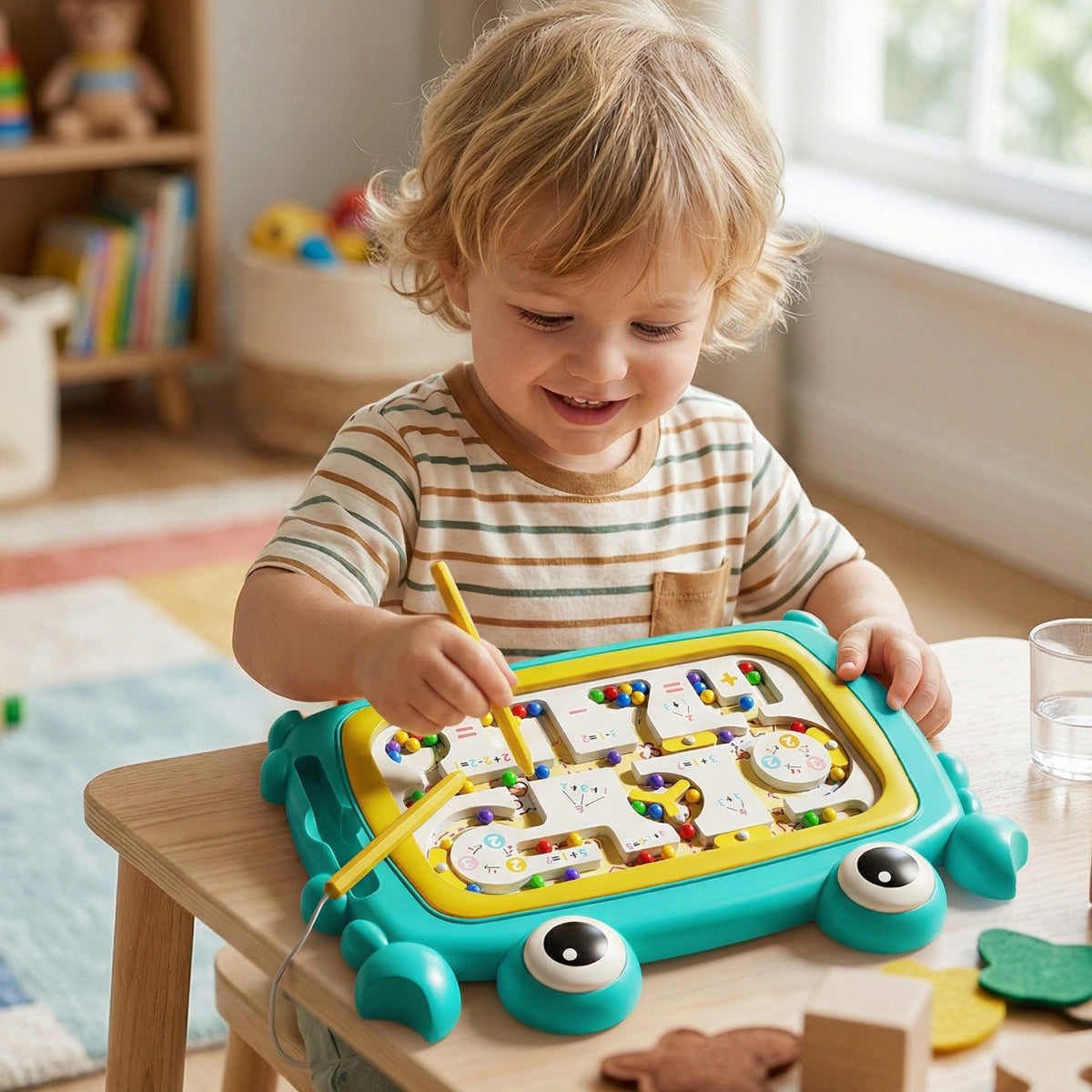 Woopie Montessori Magnetická tabule Maze Krabí Tyrkysová