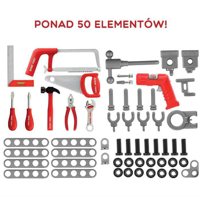 Woopie Duży Warsztat Z Narzędziami Dla Dzieci Zestaw Diy Wiertarka Młotowa 50 Szt.