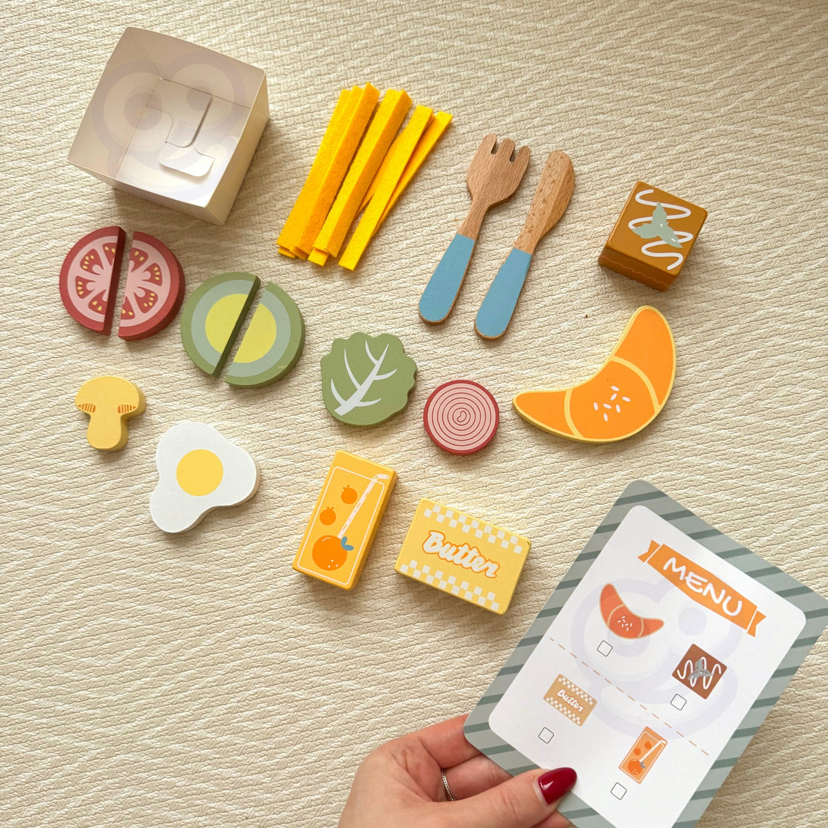Woopie Green Breakfast Set And Restaurant - Jogo de pedidos com bandeja e acessórios