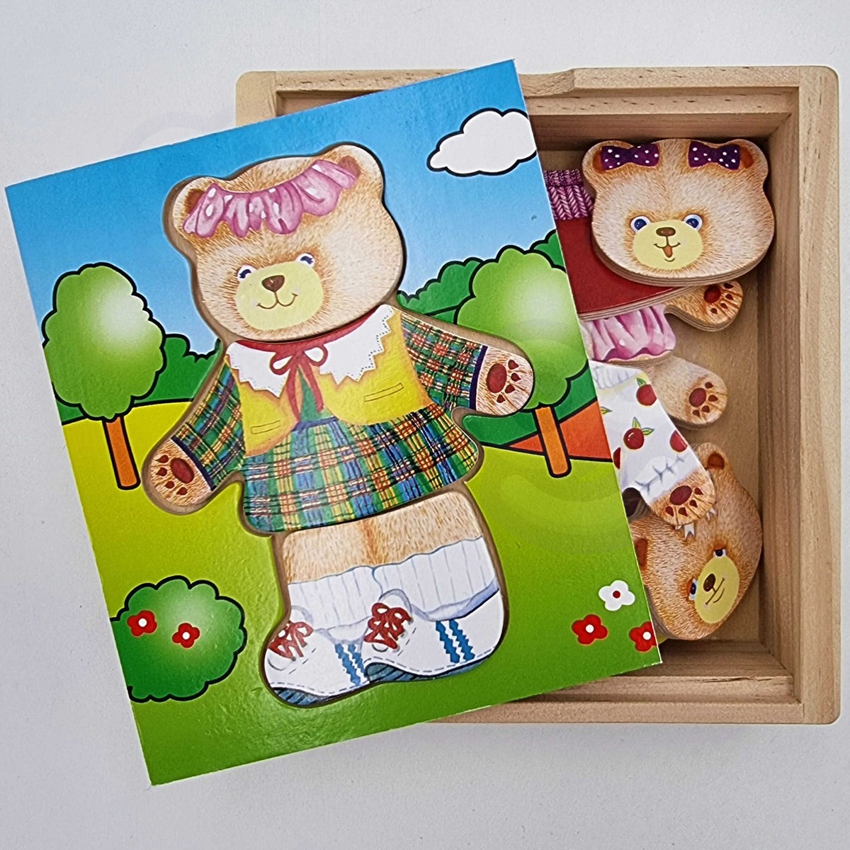Viga Holz-Logikpuzzle zum Anziehen, Teddybär-Mädchen