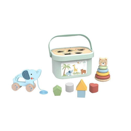 Tooky Toy Sorter Box 3in1 Blocks Pyramid Elephant