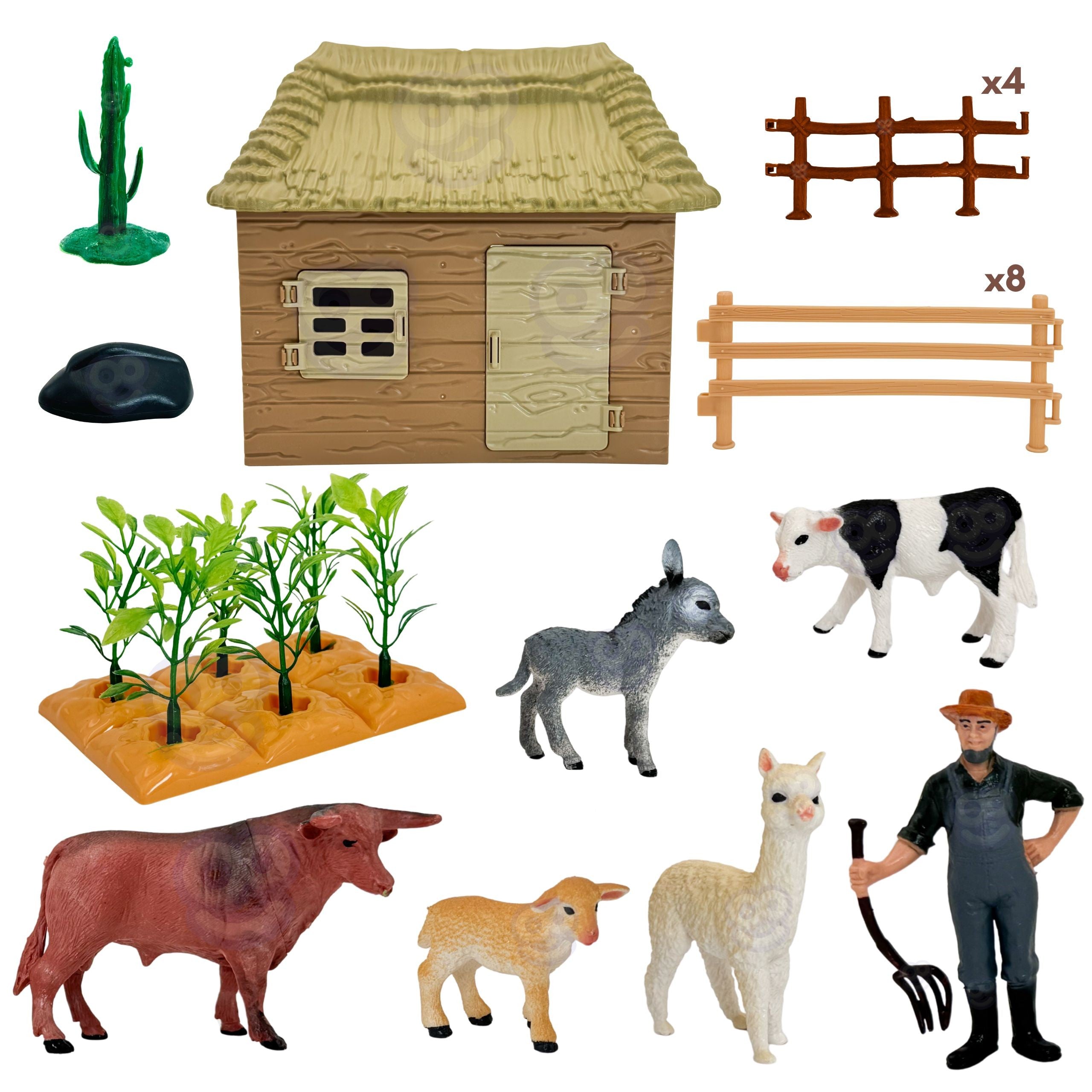 Conjunto de figuras Woopie Farm Animal House 37 peças Pequeno Fazendeiro